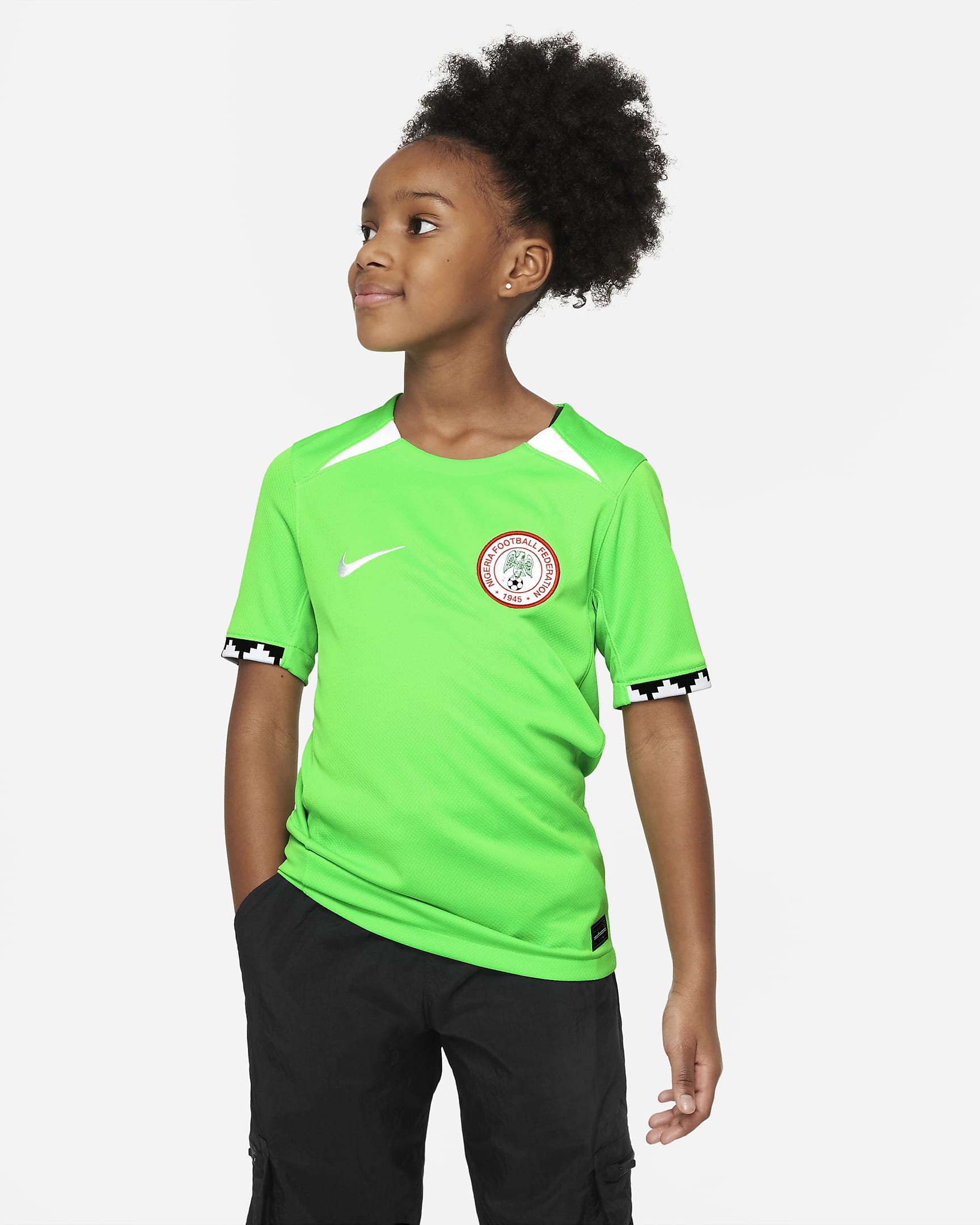 Nigeria 2023 Stadium Home Older Kids' Nike Dri-FIT Football Shirt. Nike SI