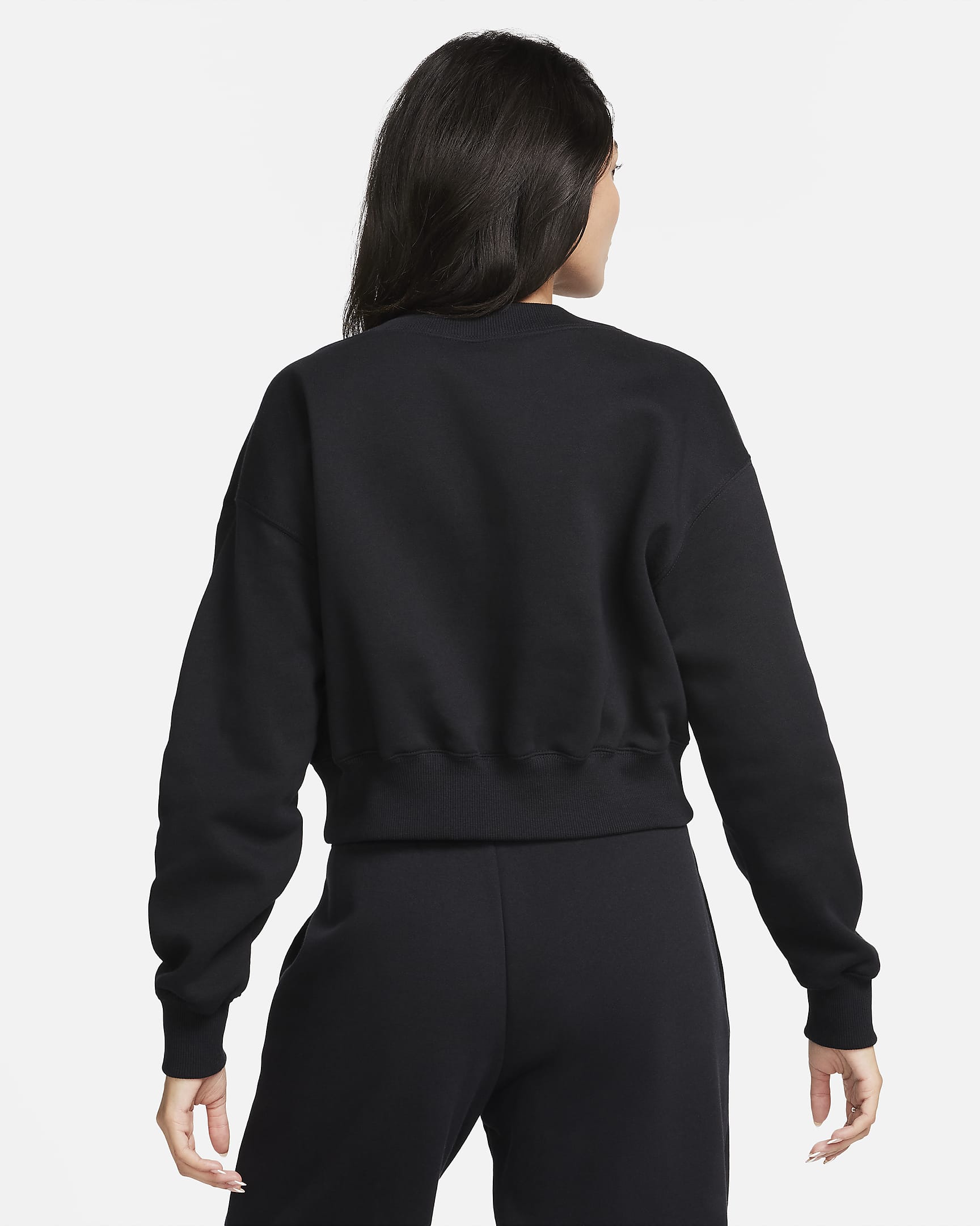 Haut court à col en V Nike Sportswear Phoenix Fleece pour femme - Noir/Sail