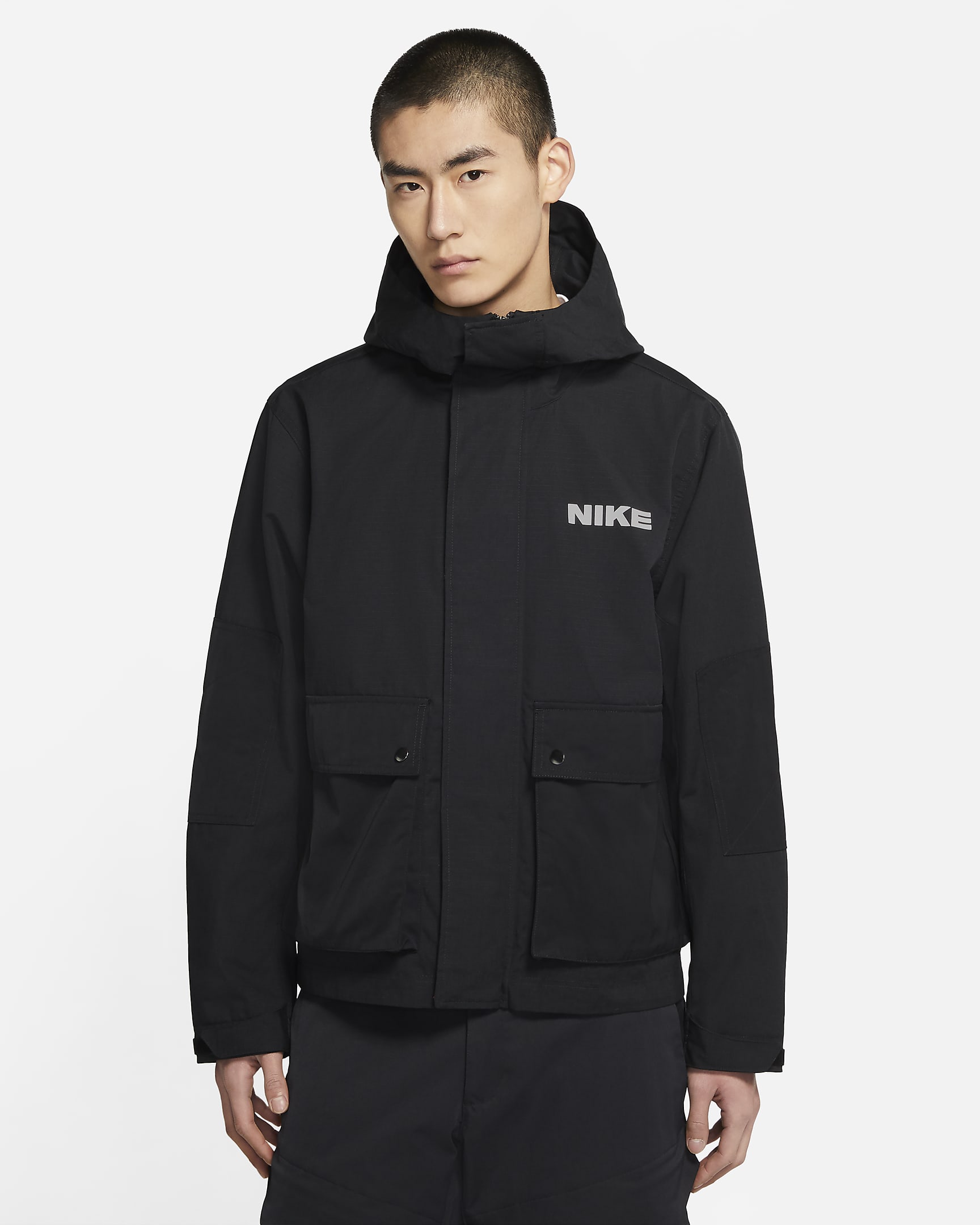 Nike Sportswear City Made Men's Woven Hooded Jacket - Black/White