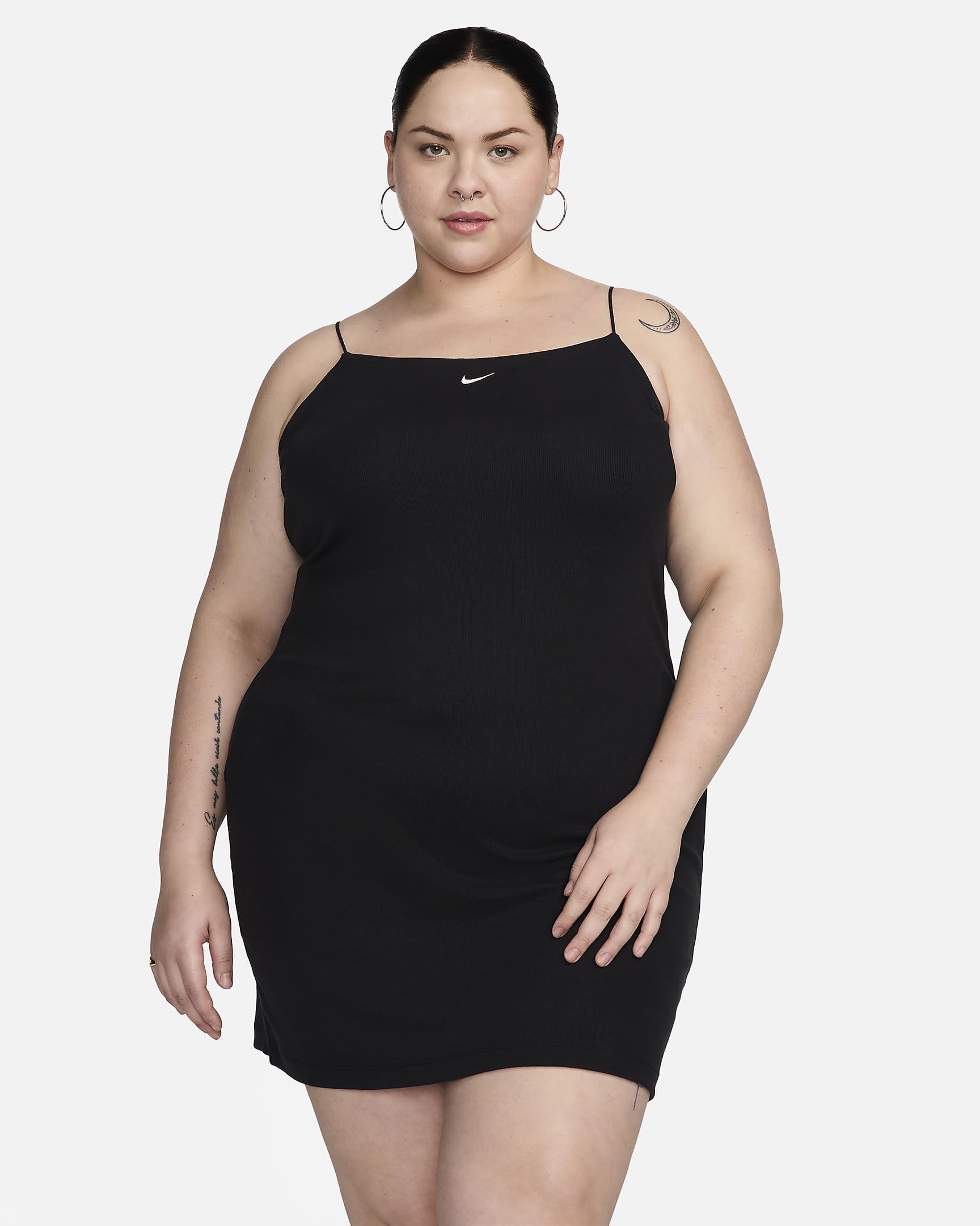 Nike Sportswear Chill Knit Women's Tight Mini-Rib Cami Dress (Plus Size) - Black/Sail