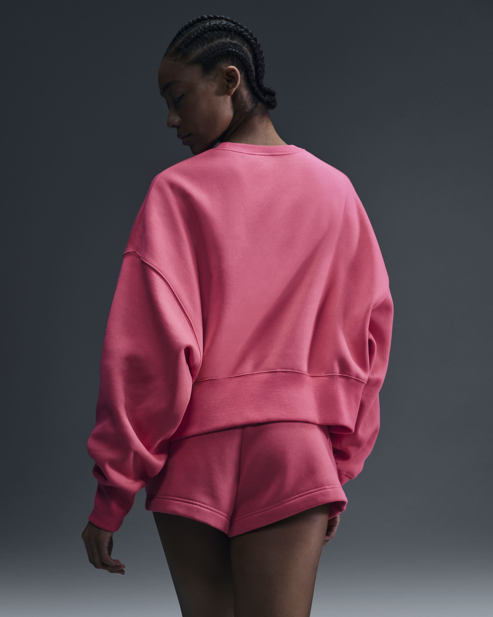 Nike Sportswear Phoenix Fleece extrán túlméretezett, kerek nyakkivágású női pulóver - Aster Pink/Sail