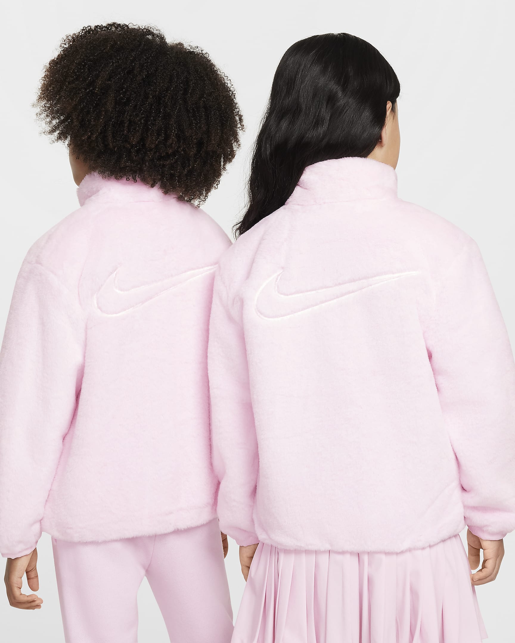 Nike Younger Kids' Faux Fur Jacket - Pink Foam