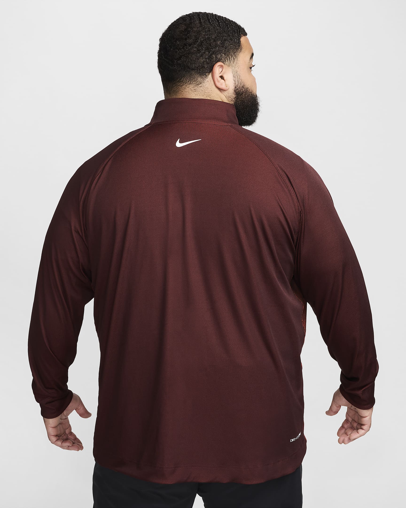 Nike Tour Dri-FIT ADV-Golfoberteil mit Halbreißverschluss für Herren - Dragon Red/Burgundy Crush/Weiß