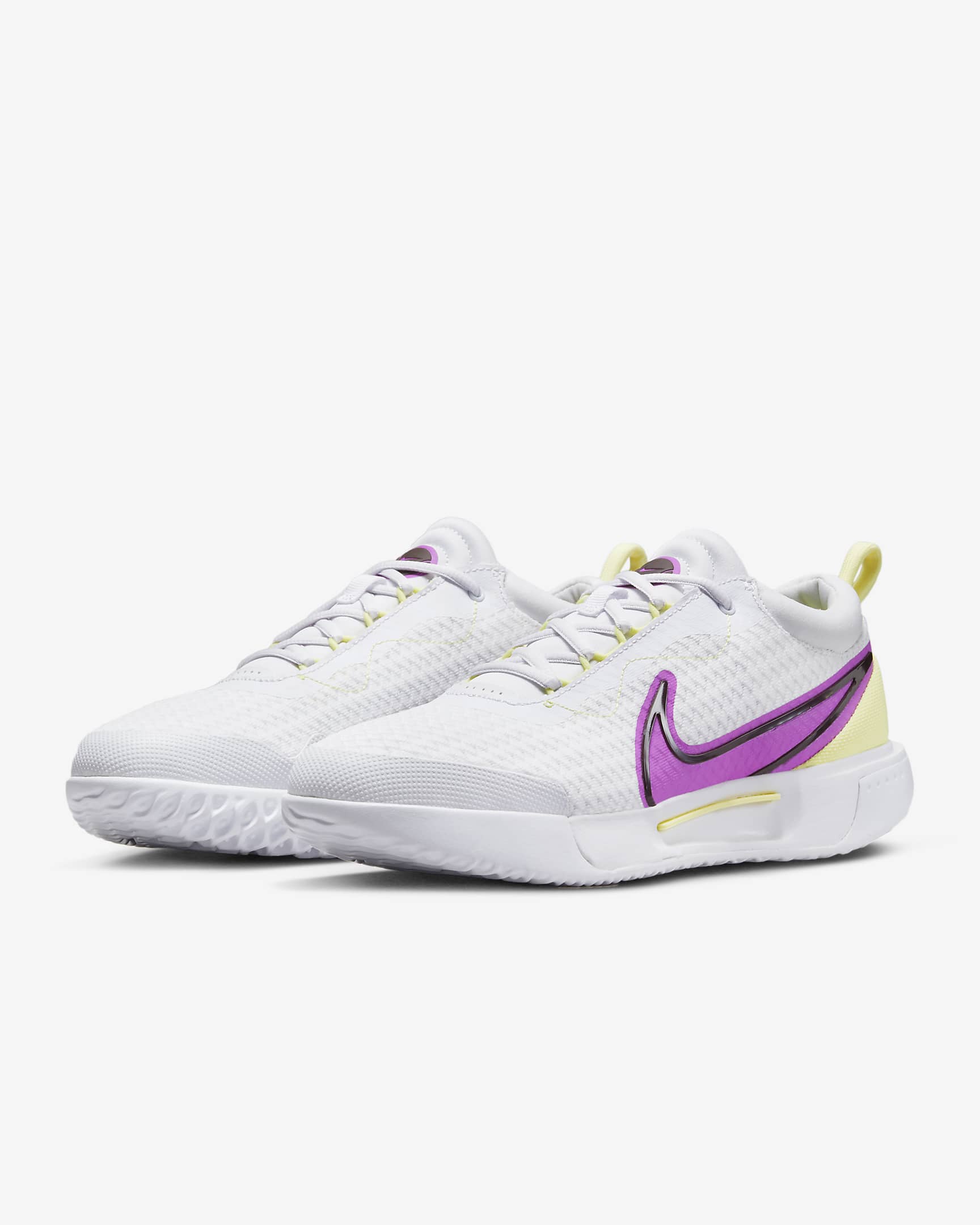 NikeCourt Air Zoom Pro Women's Hard Court Tennis Shoes - White/Citron Tint/Earth/Fuchsia Dream