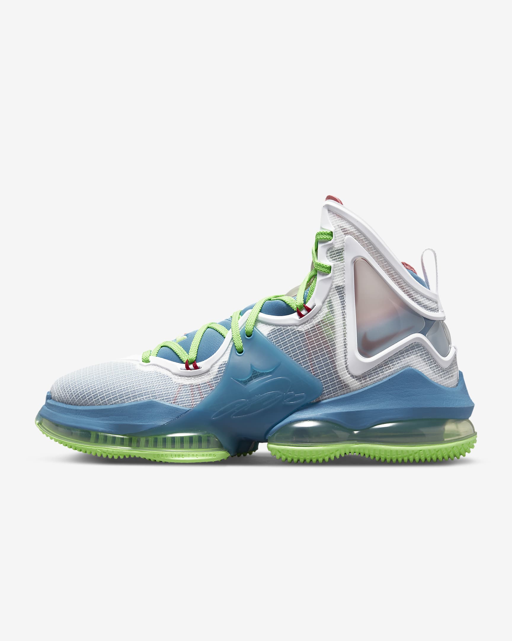 LeBron 19 Basketball Shoes - Dutch Blue/Lime Glow/White/Pomegranate