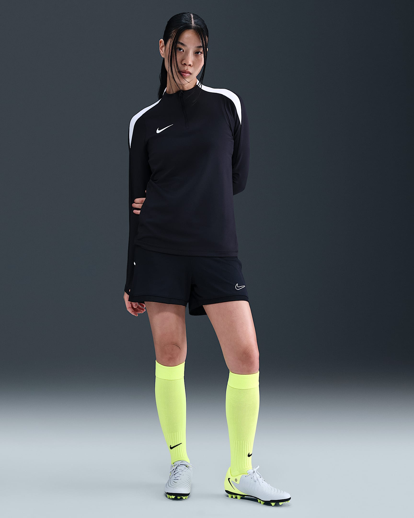 Nike Academy Women's Dri-FIT 4" Soccer Shorts - Black/Black/White/White