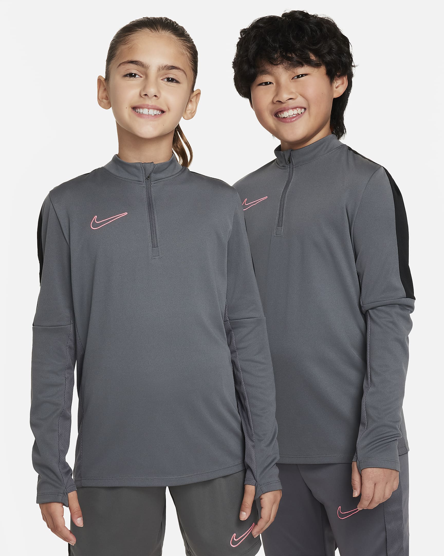 Nike Dri-FIT Academy23 Older Kids' Football Drill Top - Iron Grey/Black/Sunset Pulse