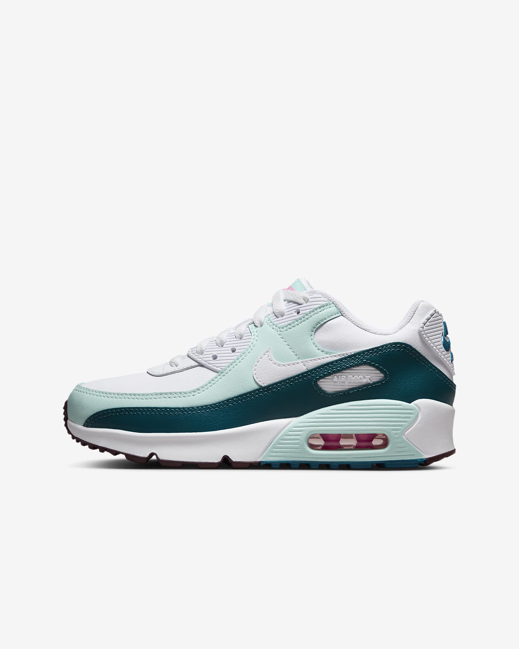 Nike Air Max 90 LTR Older Kids' Shoes - White/Jade Ice/Geode Teal/White