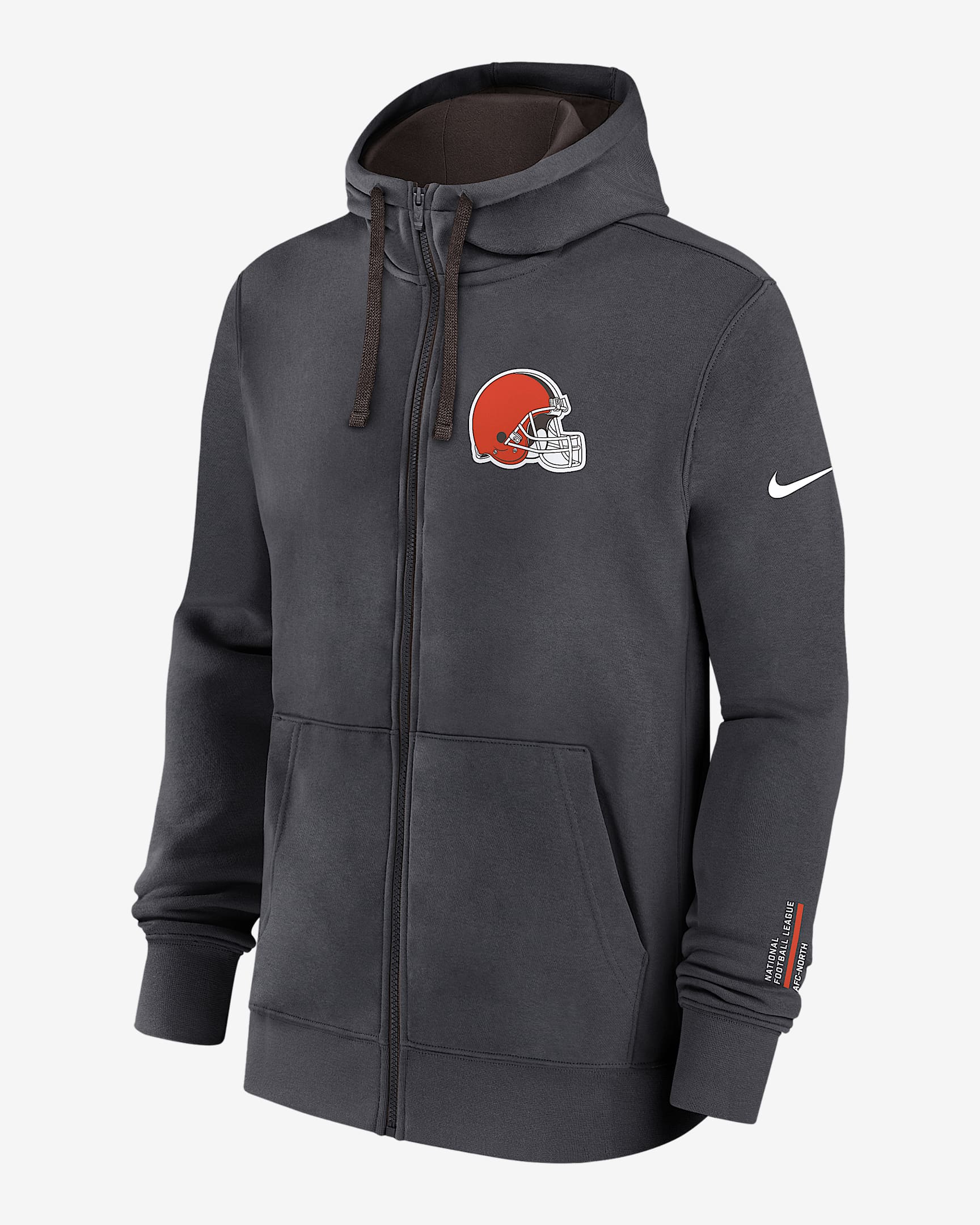 Cleveland Browns Playbook Page Club Men's Nike NFL Full-Zip Hoodie - Anthracite