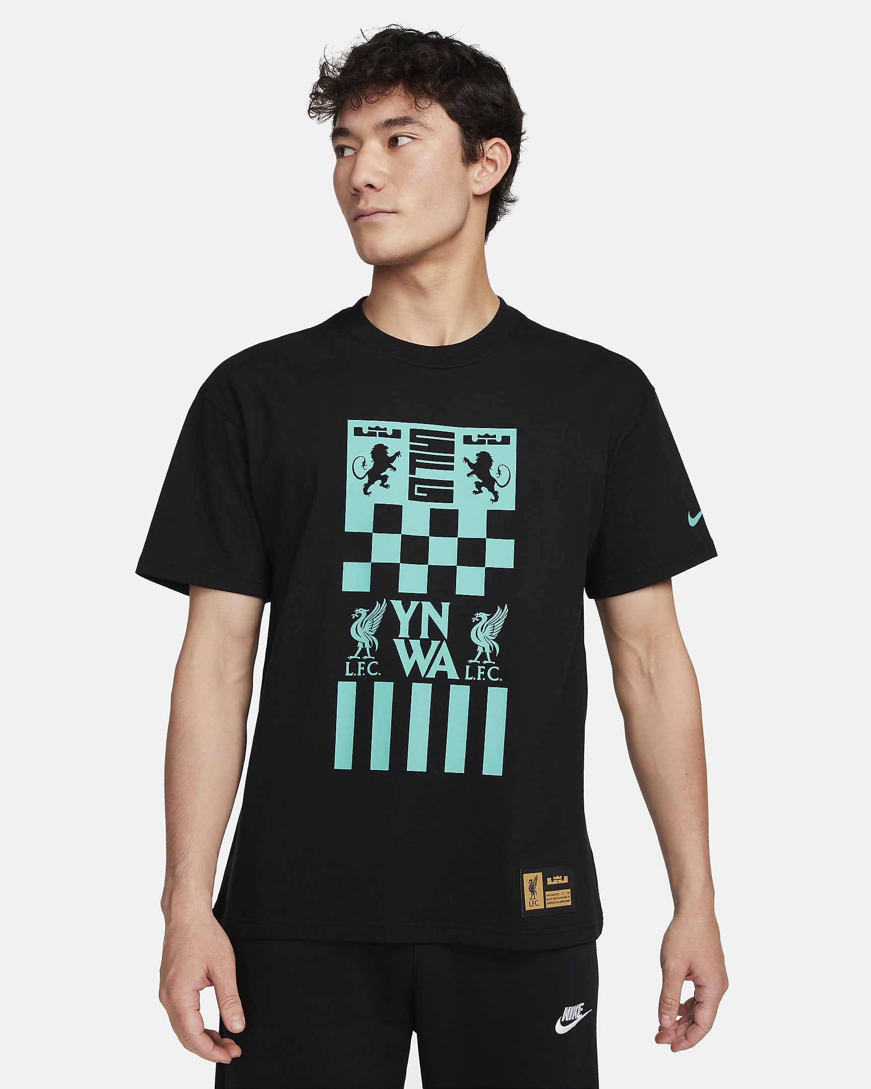 LeBron x Liverpool FC Men's Nike Max90 Soccer T-Shirt - Black/Washed Teal