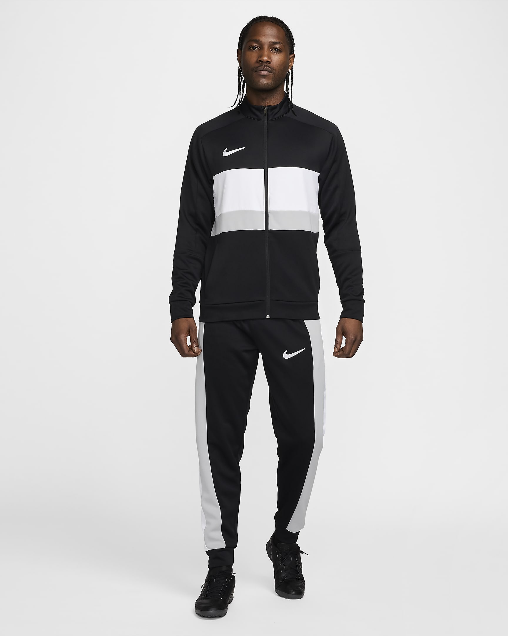 Nike Academy Men's Dri-FIT Football Tracksuit Bottoms - Black/White/Light Smoke Grey/White