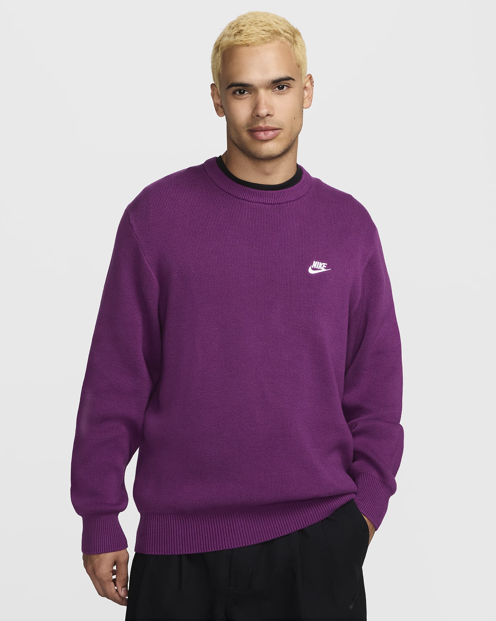 Nike Club Men's Crew-Neck Jumper - Viotech/White