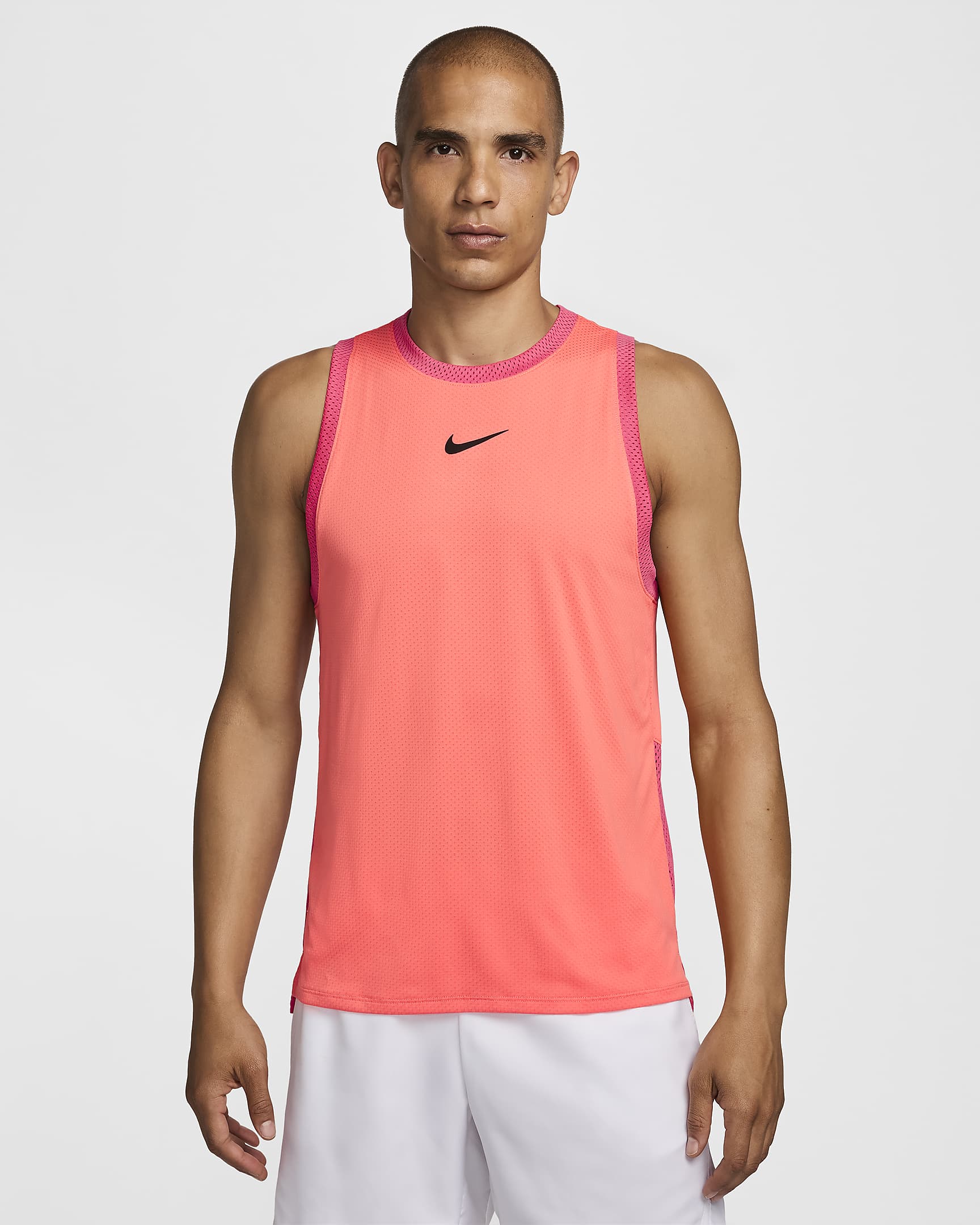 NikeCourt Slam Dri-FIT tennissinglet til herre - Light Wild Mango/Aster Pink/Svart