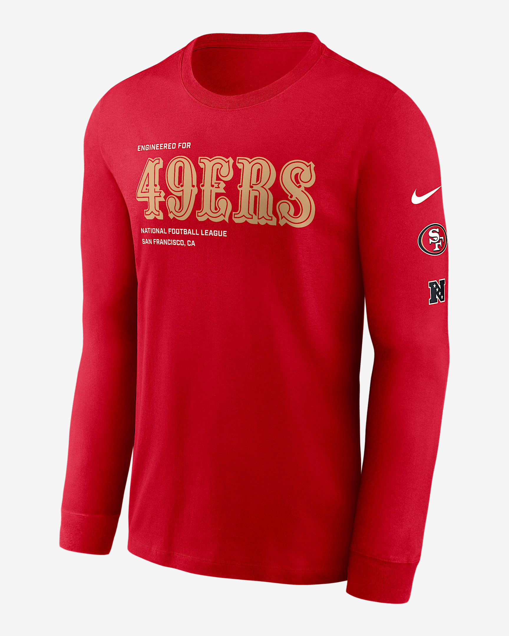 San Francisco 49ers Play To Win Essential Men's Nike NFL Long-Sleeve T-Shirt - Gym Red