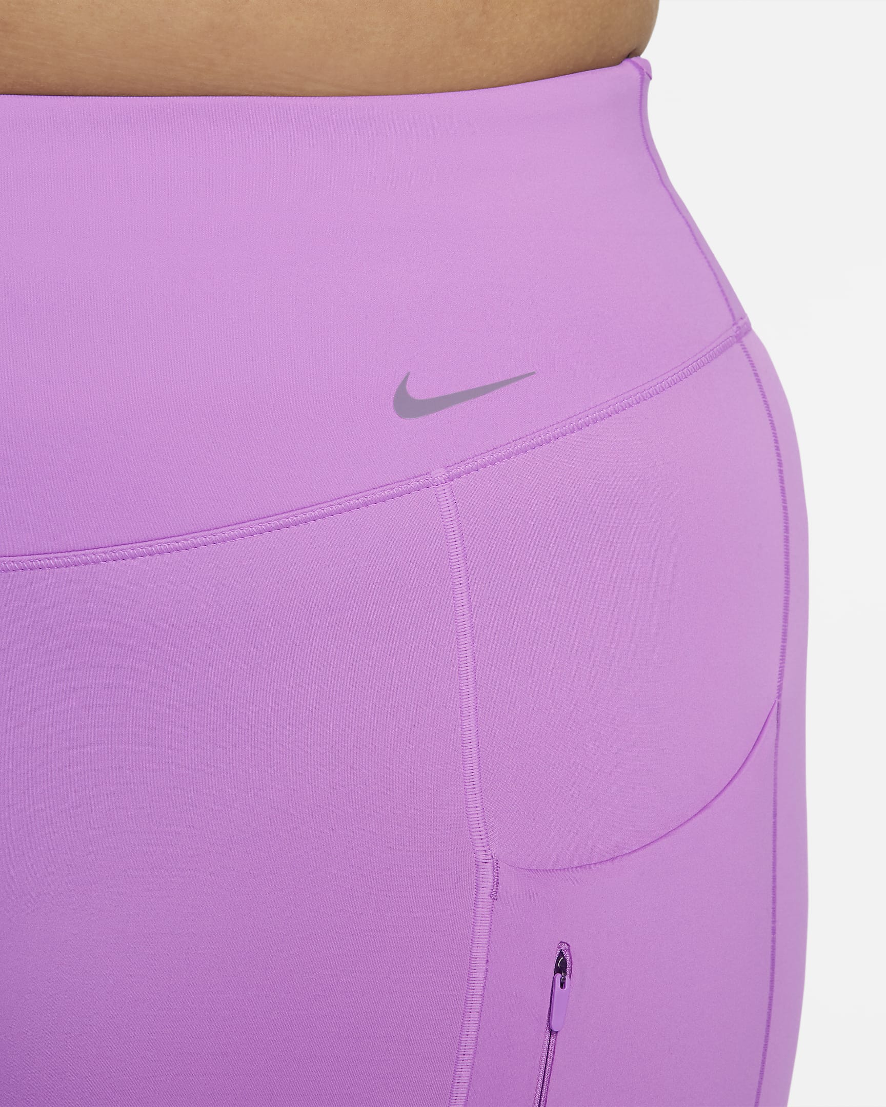 Leggings cropped de tiro alto y sujeción firme con bolsillos para mujer Nike Go (talla grande) - Fucsia enérgico/Negro