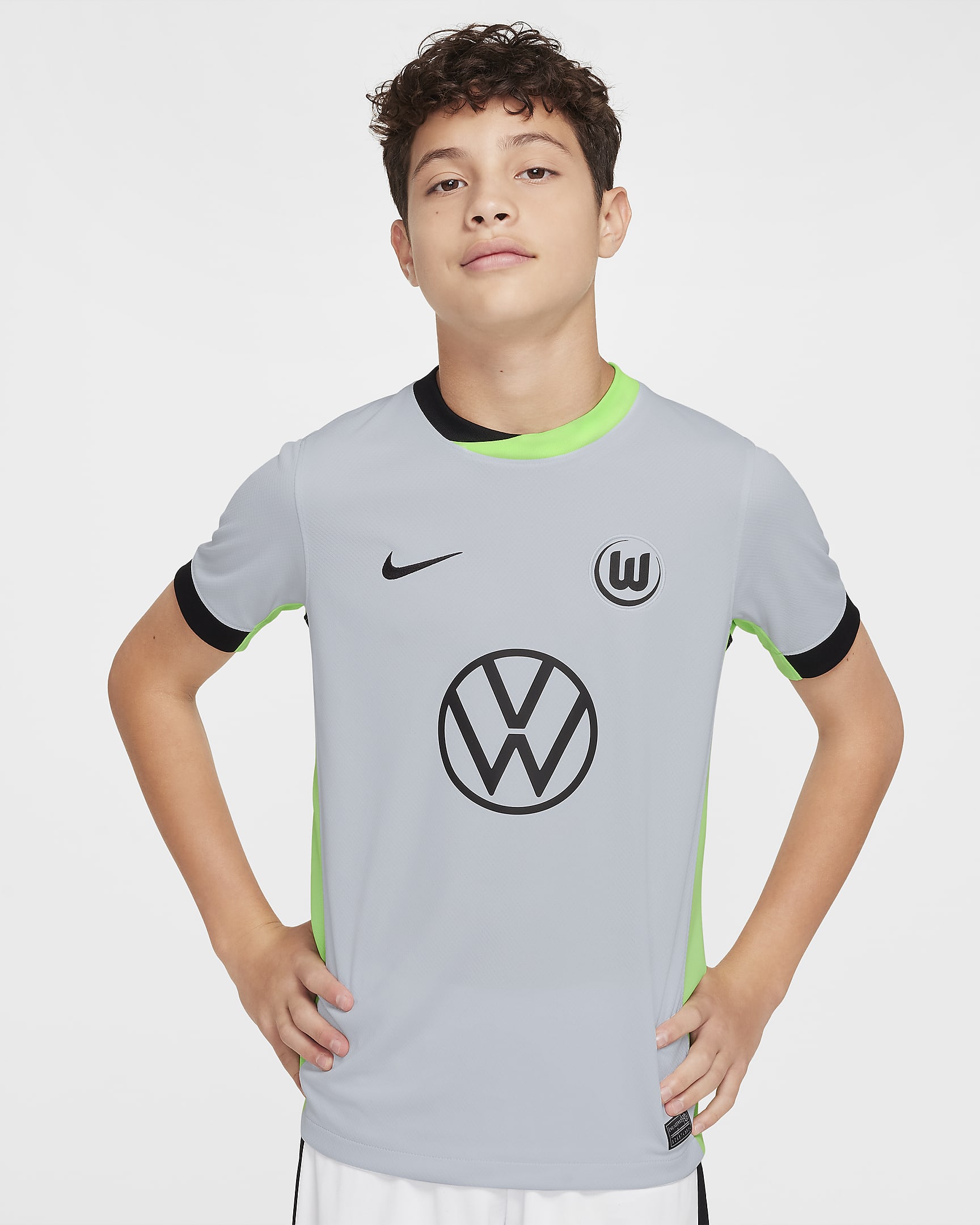 Tercera equipación Stadium VfL Wolfsburgo 2024/25 Camiseta de fútbol Replica Nike Dri-FIT - Niño/a - Pure Platinum/Sub Lime/Negro/Negro