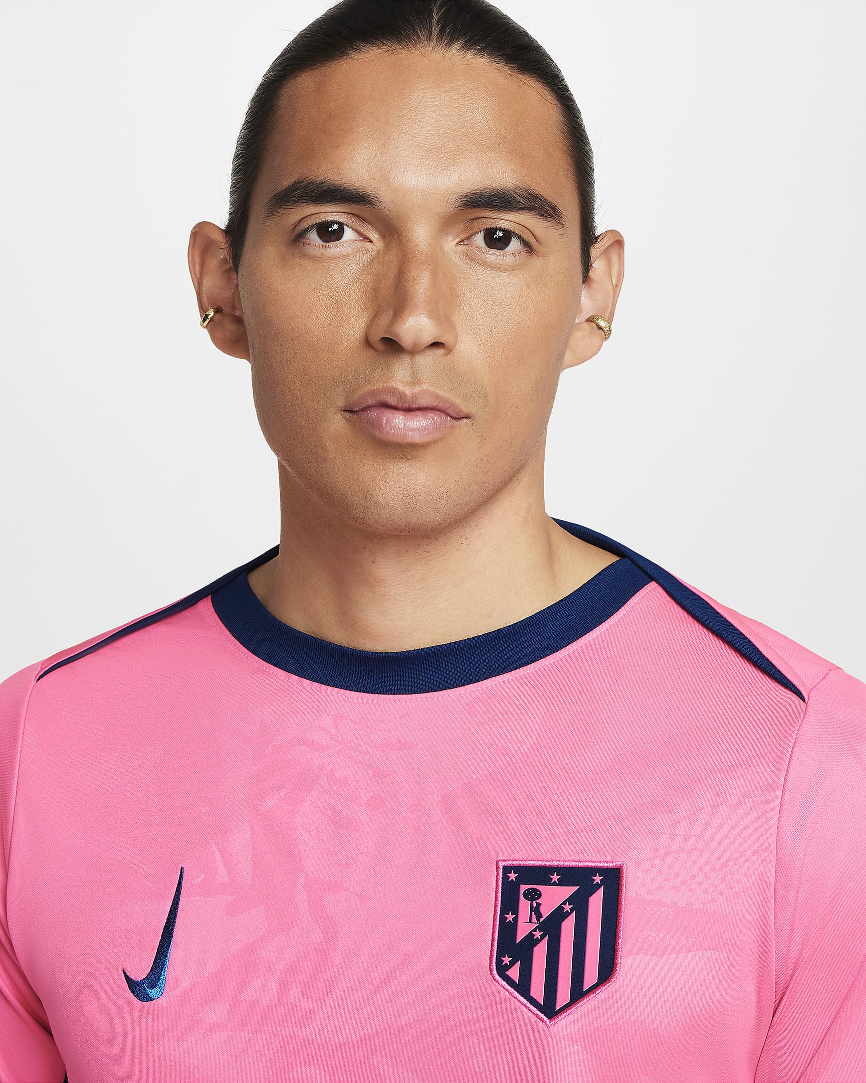 Maglia da calcio pre-partita Nike Dri-FIT Atlético de Madrid Academy Pro da uomo – Terza - Pink Glow/Blue Void/Blue Void