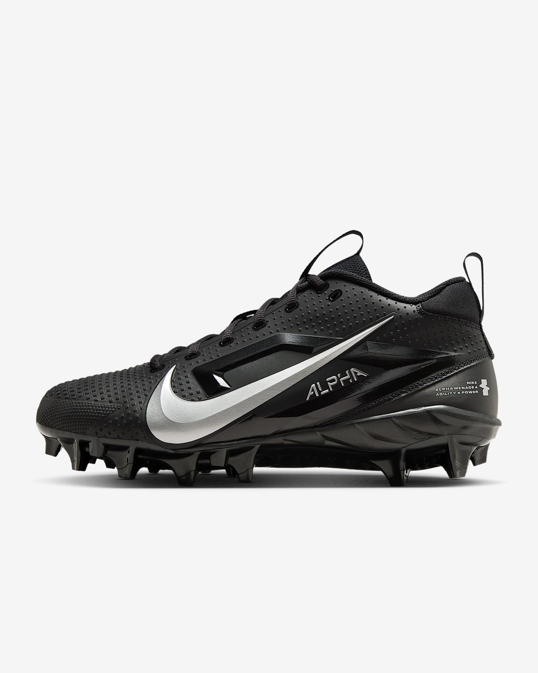 Nike Alpha Menace 4 Varsity Football Cleats - Black/Metallic Silver