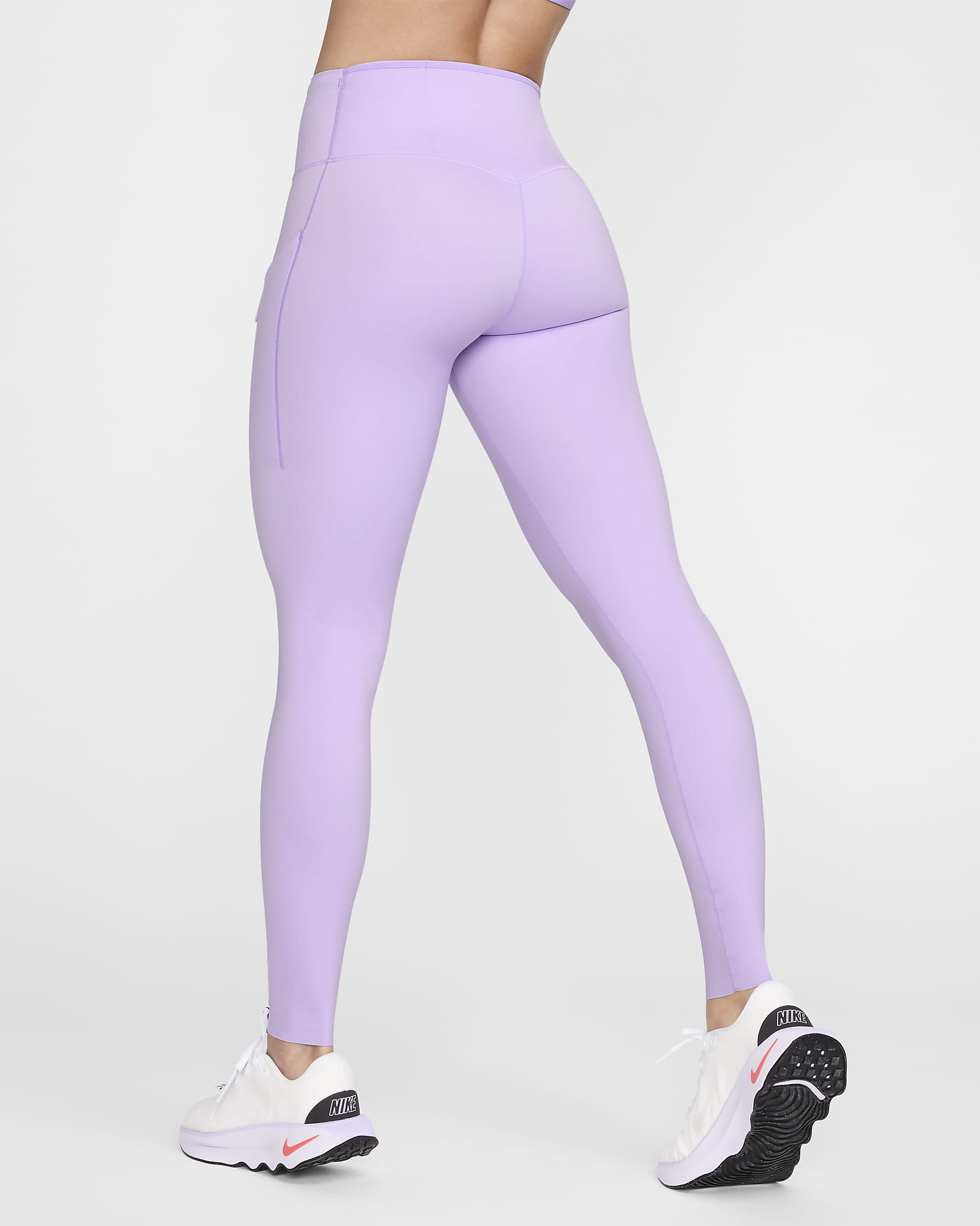 Nike Go Leggings de longitud completa, talle medio y sujeción firme con bolsillos - Mujer - Lilac Bloom/Negro