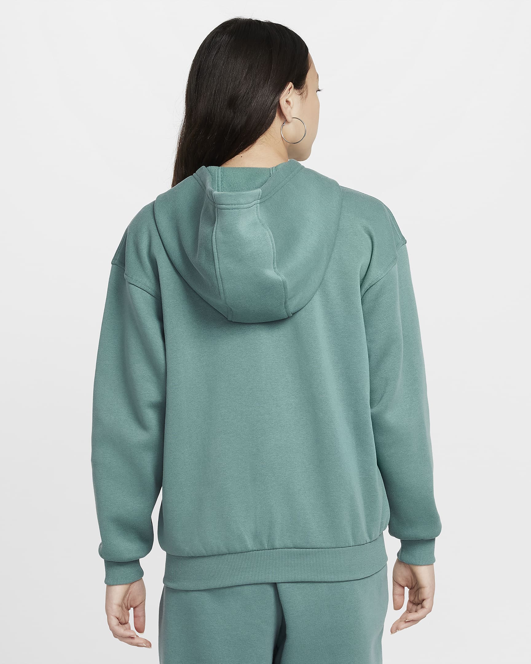 Hoodie folgado com fecho completo Nike Sportswear Club Fleece Júnior - Bicoastal/Branco