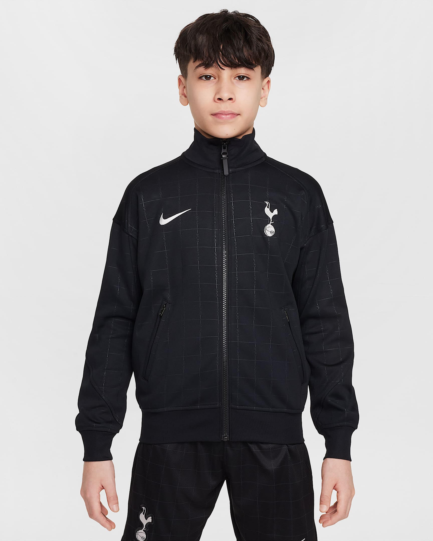 Giacca Anthem da calcio Nike Dri-FIT Tottenham Hotspur Academy Pro per ragazzo/a – Away - Nero/Light Iron Ore