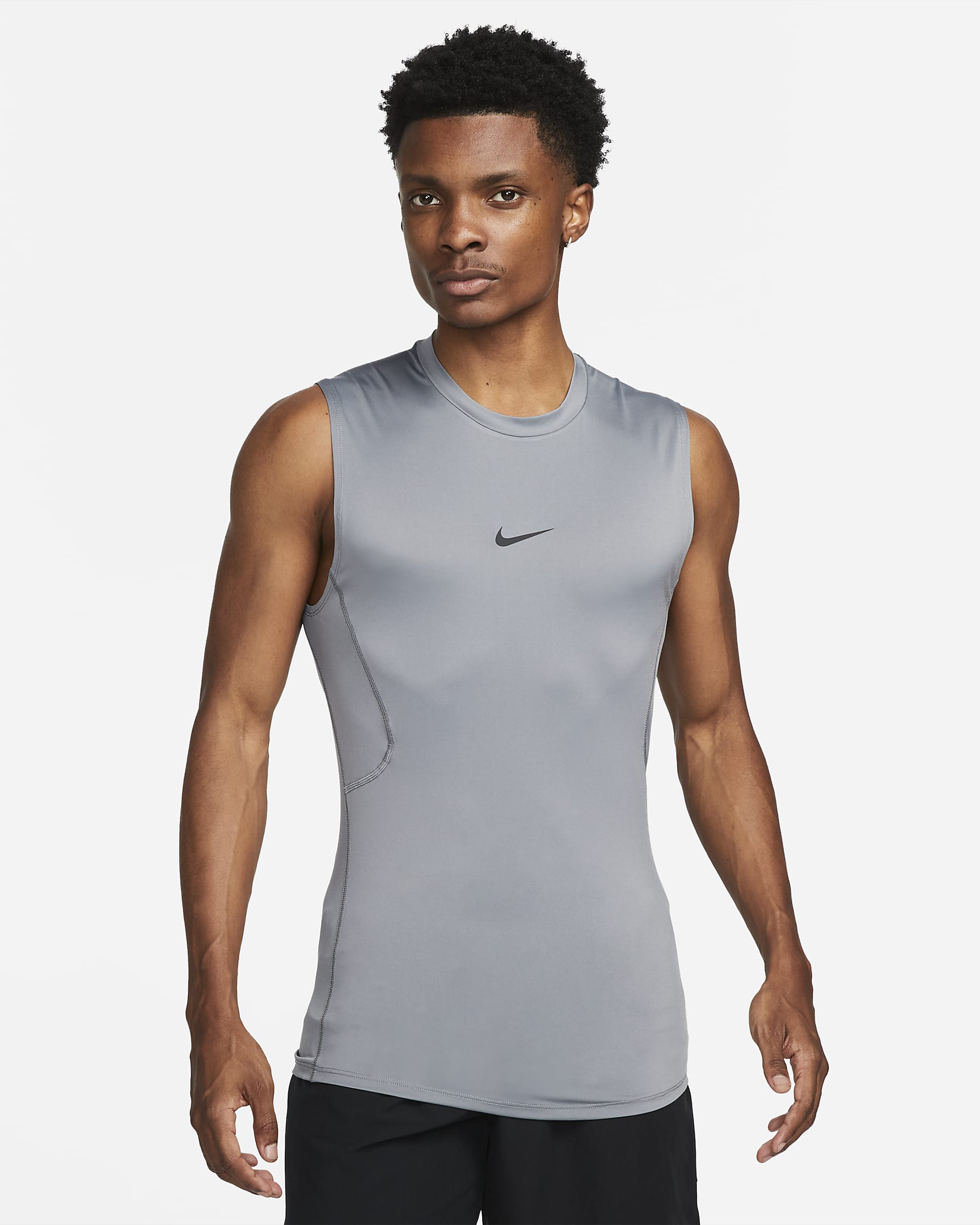 Ανδρική εφαρμοστή αμάνικη μπλούζα fitness Dri-FIT Nike Pro - Smoke Grey/Μαύρο