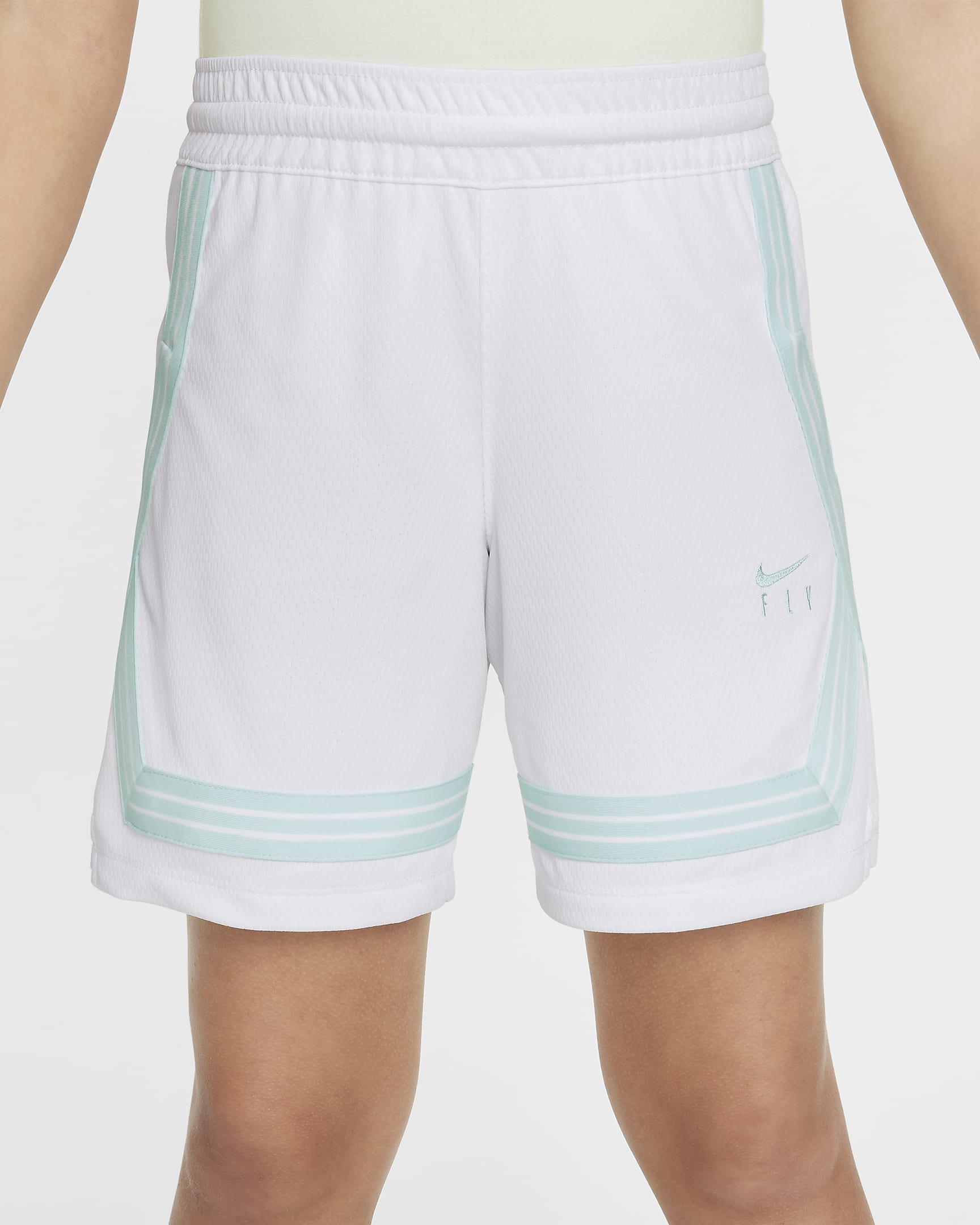 Nike Fly Crossover Big Kids' (Girls') Basketball Shorts - White/Glacier Blue/Glacier Blue