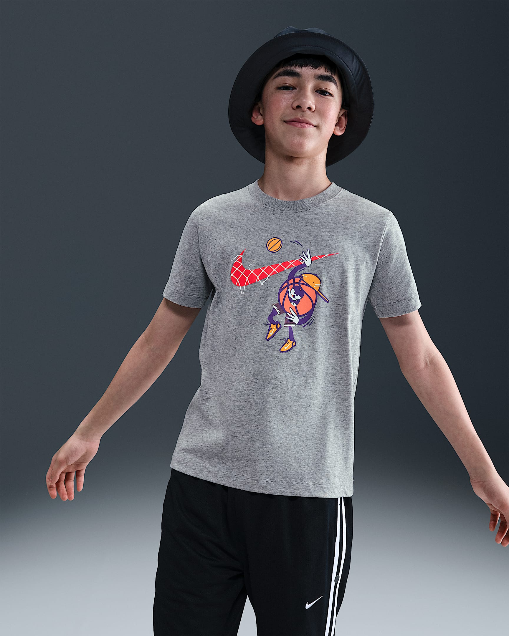 Nike Sportswear Big Kids' T-Shirt - Dark Grey Heather