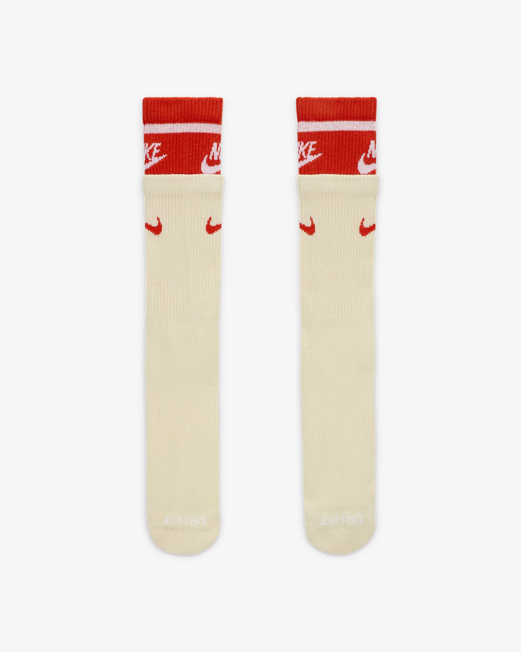 Chaussettes mi-mollet épaisses Nike Everyday Plus (1 paire) - Coconut Milk/Picante Red/Blanc