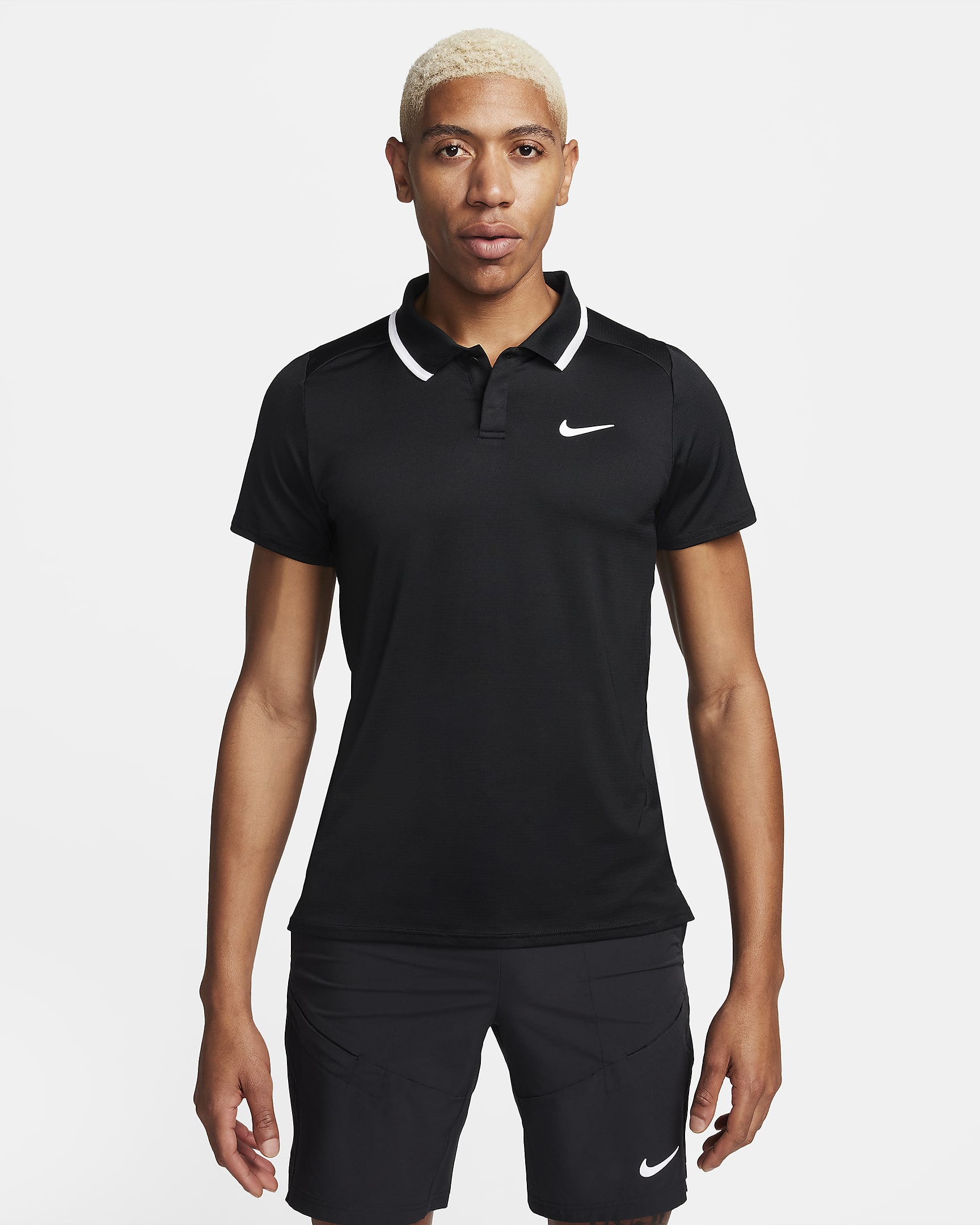 Polo de tenis Dri-FIT para hombre NikeCourt Advantage - Negro/Blanco/Blanco