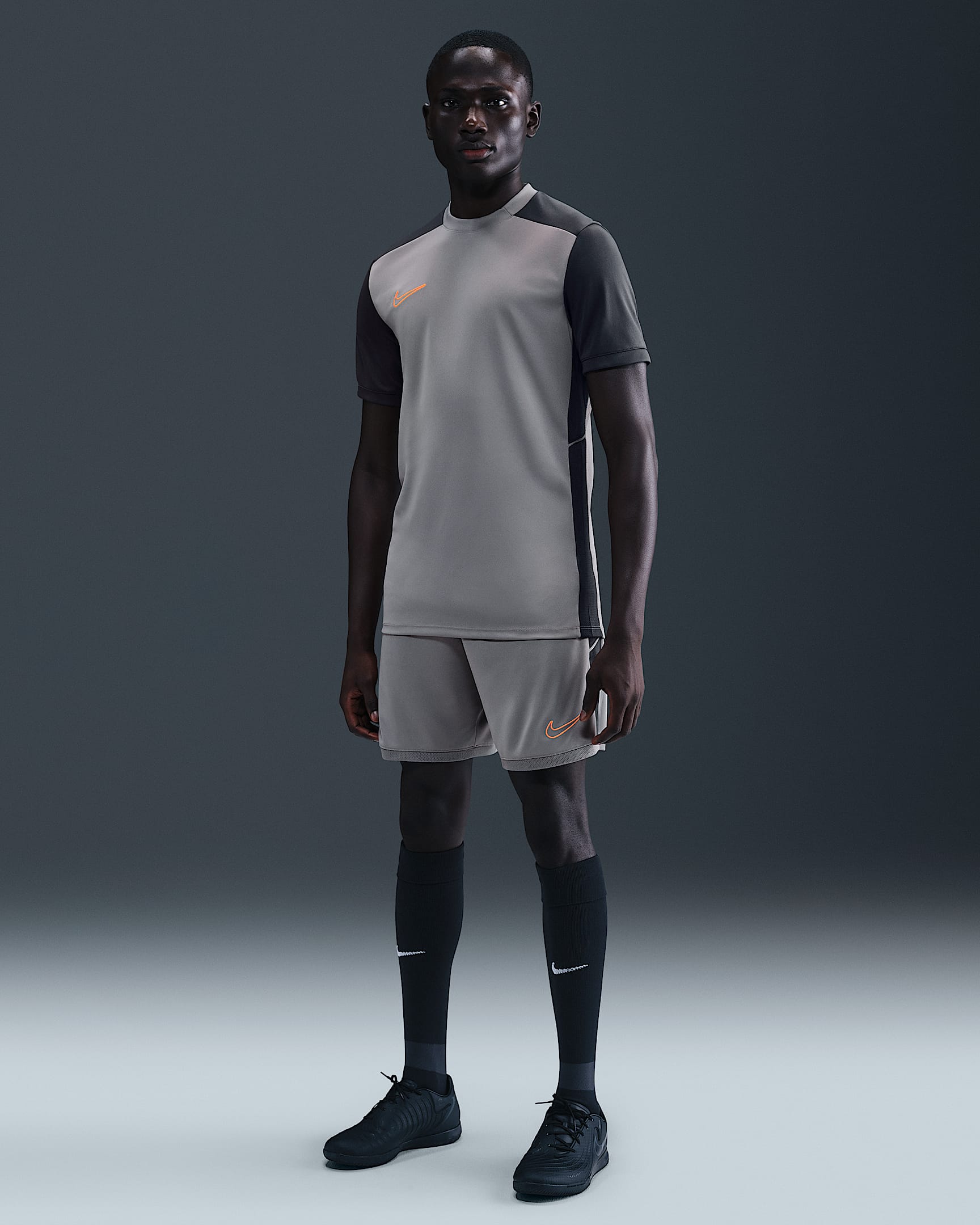 Nike Academy Dri-FIT voetbalshorts voor heren - Cool Grey/Anthracite/Total Orange