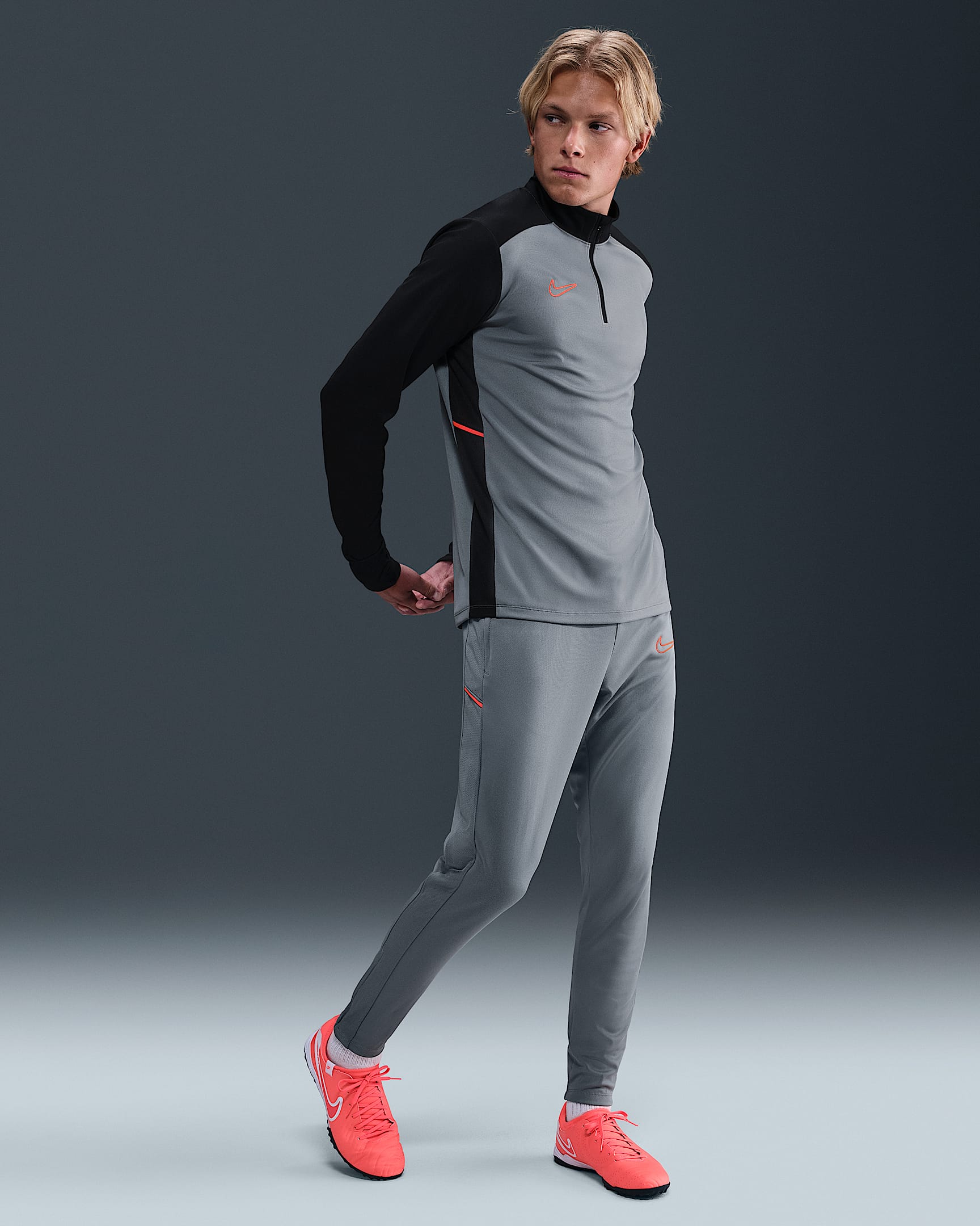 Nike Academy Men's Dri-FIT Soccer Pants - Cool Grey/Cool Grey/Bright Crimson
