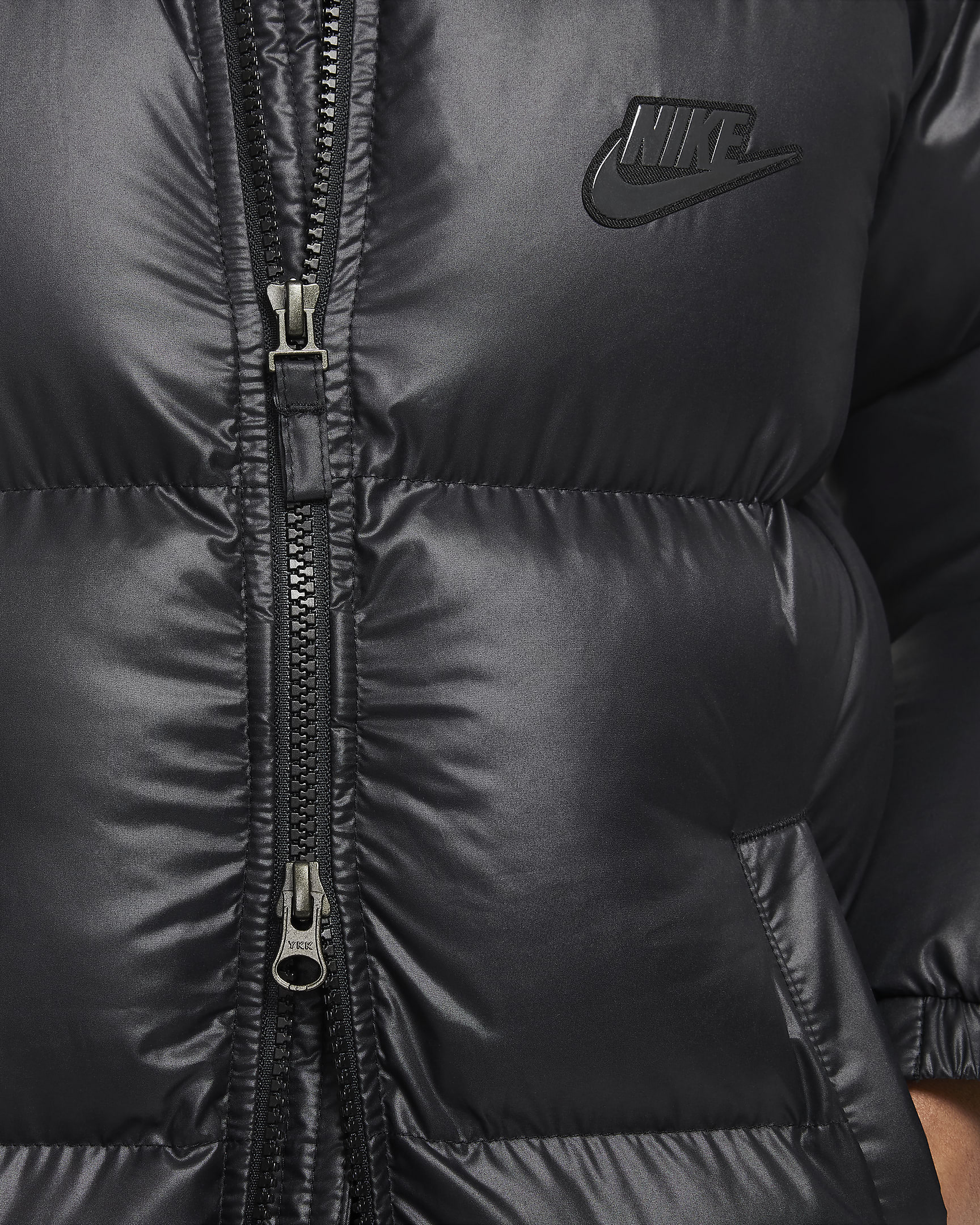 Volnější parka Nike Sportswear Heavyweight Synthetic Fill EasyOn Therma-FIT Repel s kapucí pro větší děti - Černá/Černá/Anthracite/Anthracite