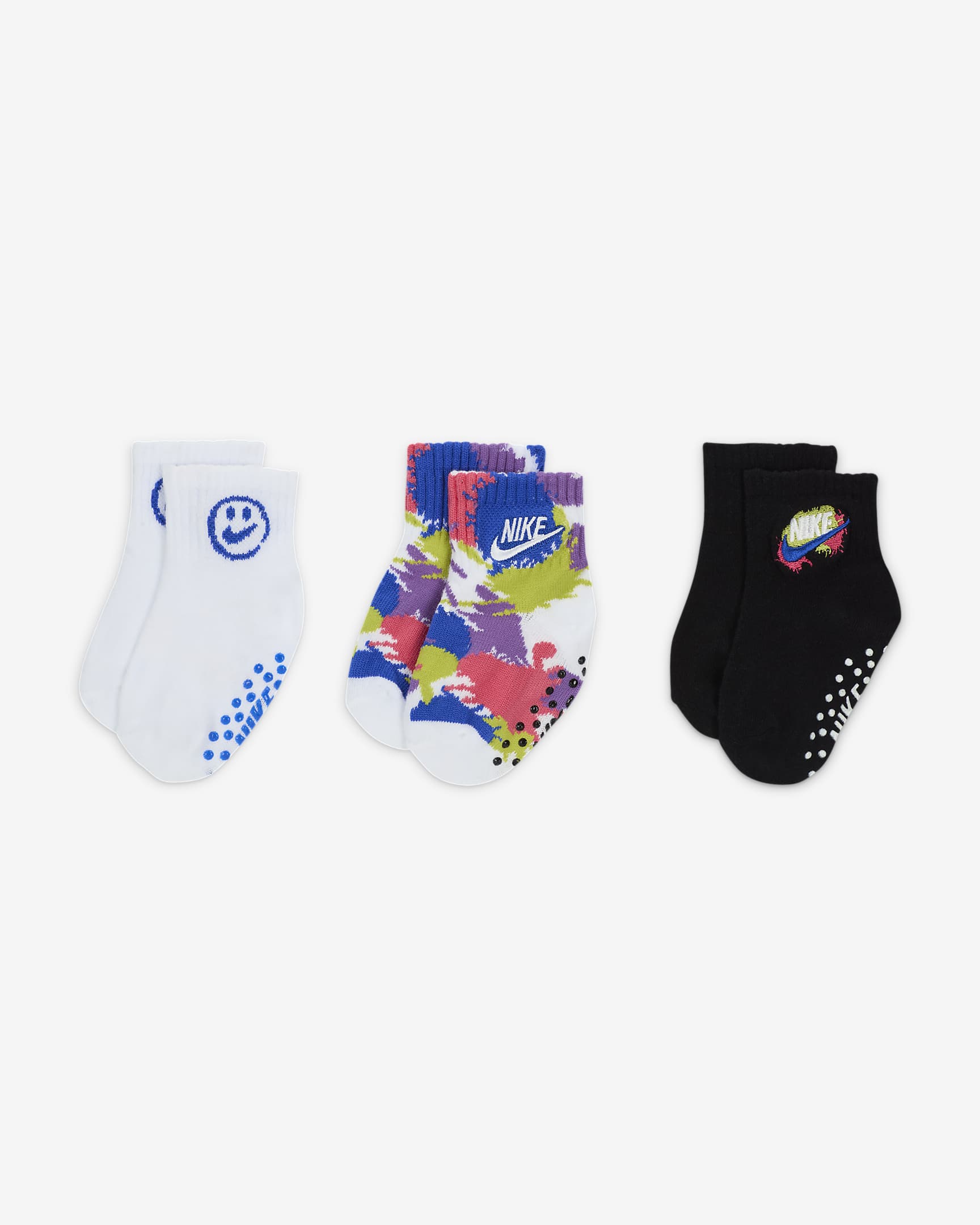 Nike Express Yourself Baby (0-6M) Gripper Socks (3 Pairs) - White