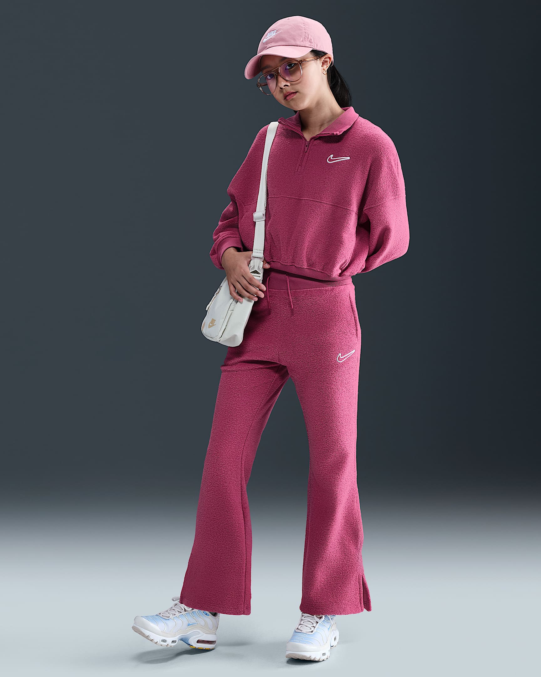 Nike Sportswear Big Kids' (Girls') Fleece Pants - Sweet Beet/White