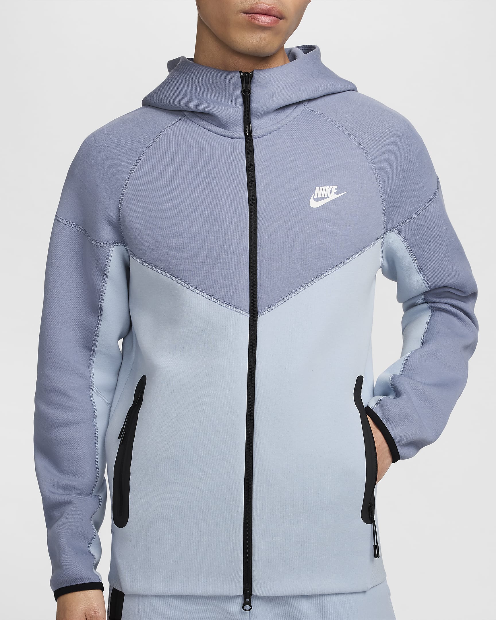 Nike Sportswear Tech Fleece Windrunner 男款全長式拉鍊連帽上衣 - Light Armory Blue/Ashen Slate/白色