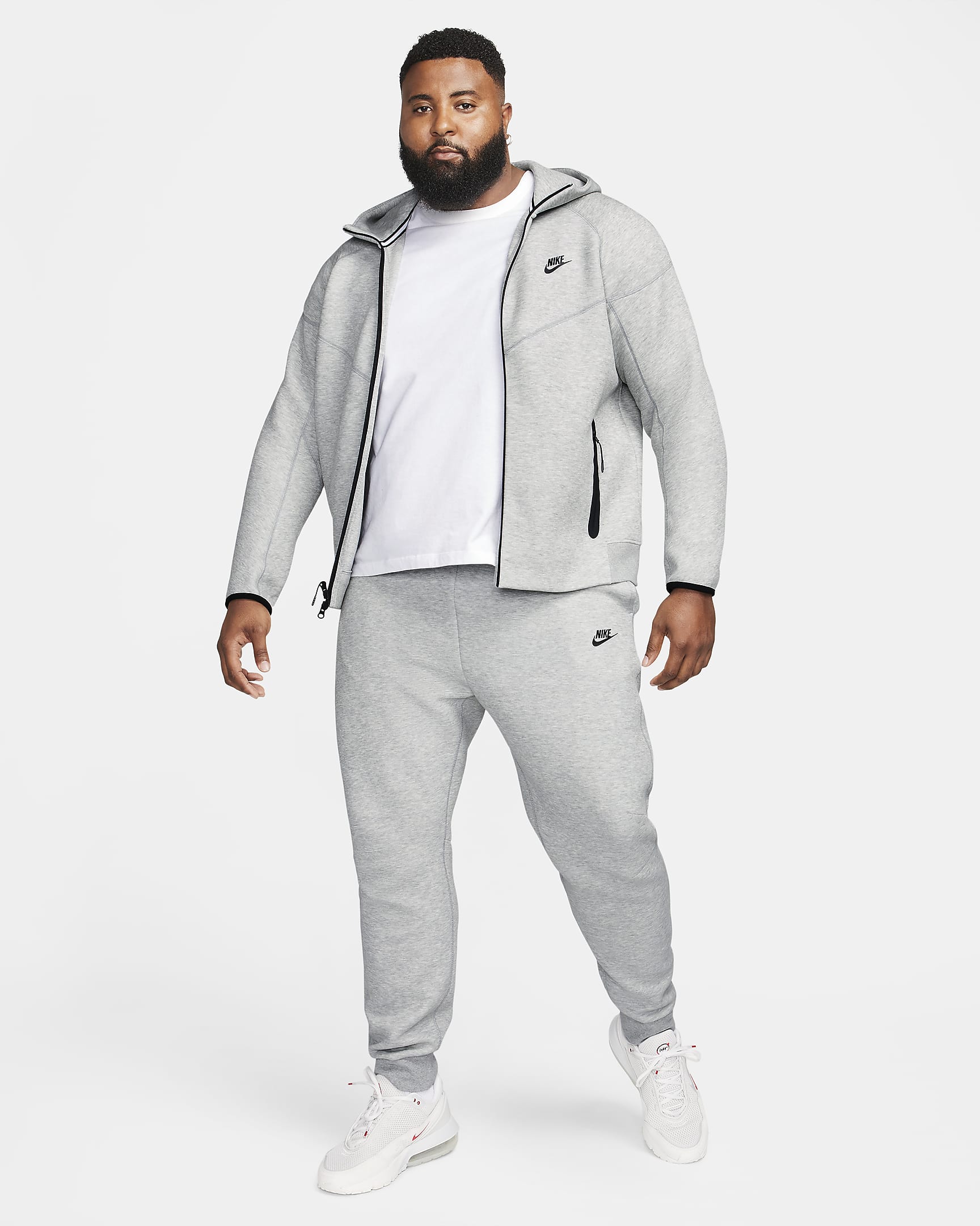 Męska bluza z kapturem i zamkiem na całej długości Nike Sportswear Tech Fleece Windrunner - Dark Grey Heather/Czerń