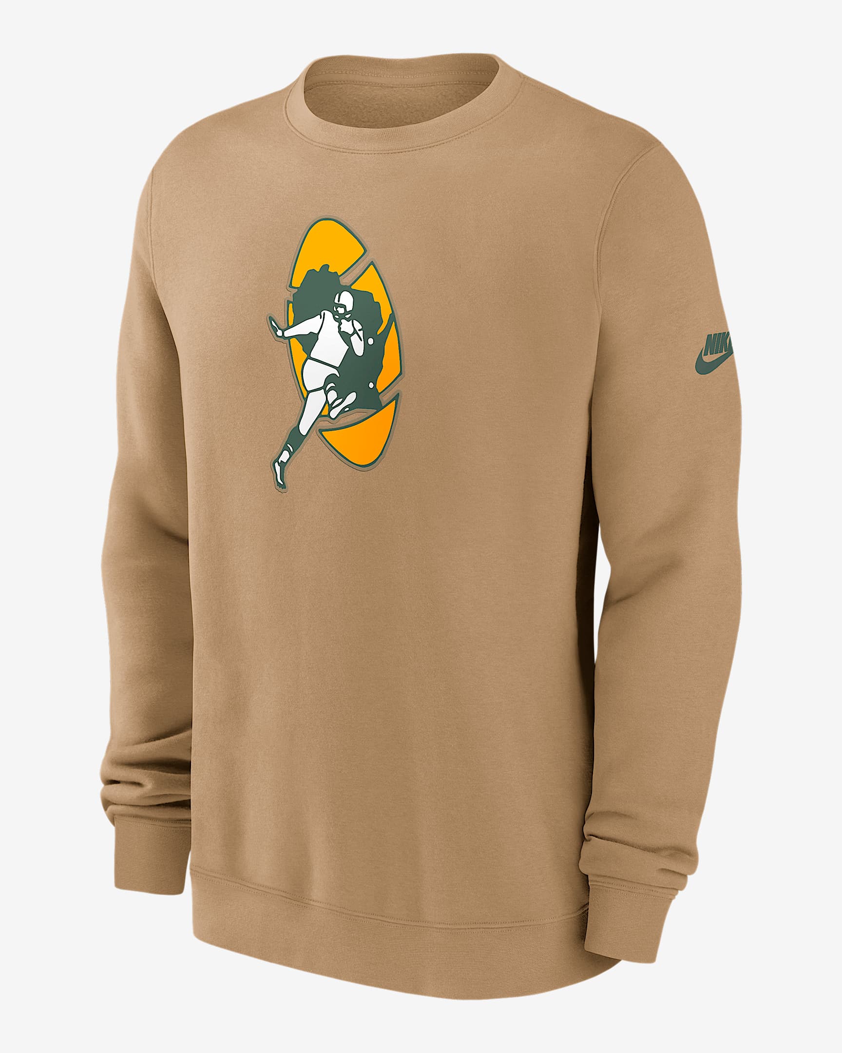 Green Bay Packers Swing Pass Rewind Club Men's Nike NFL Pullover Crew - Tan/Beige