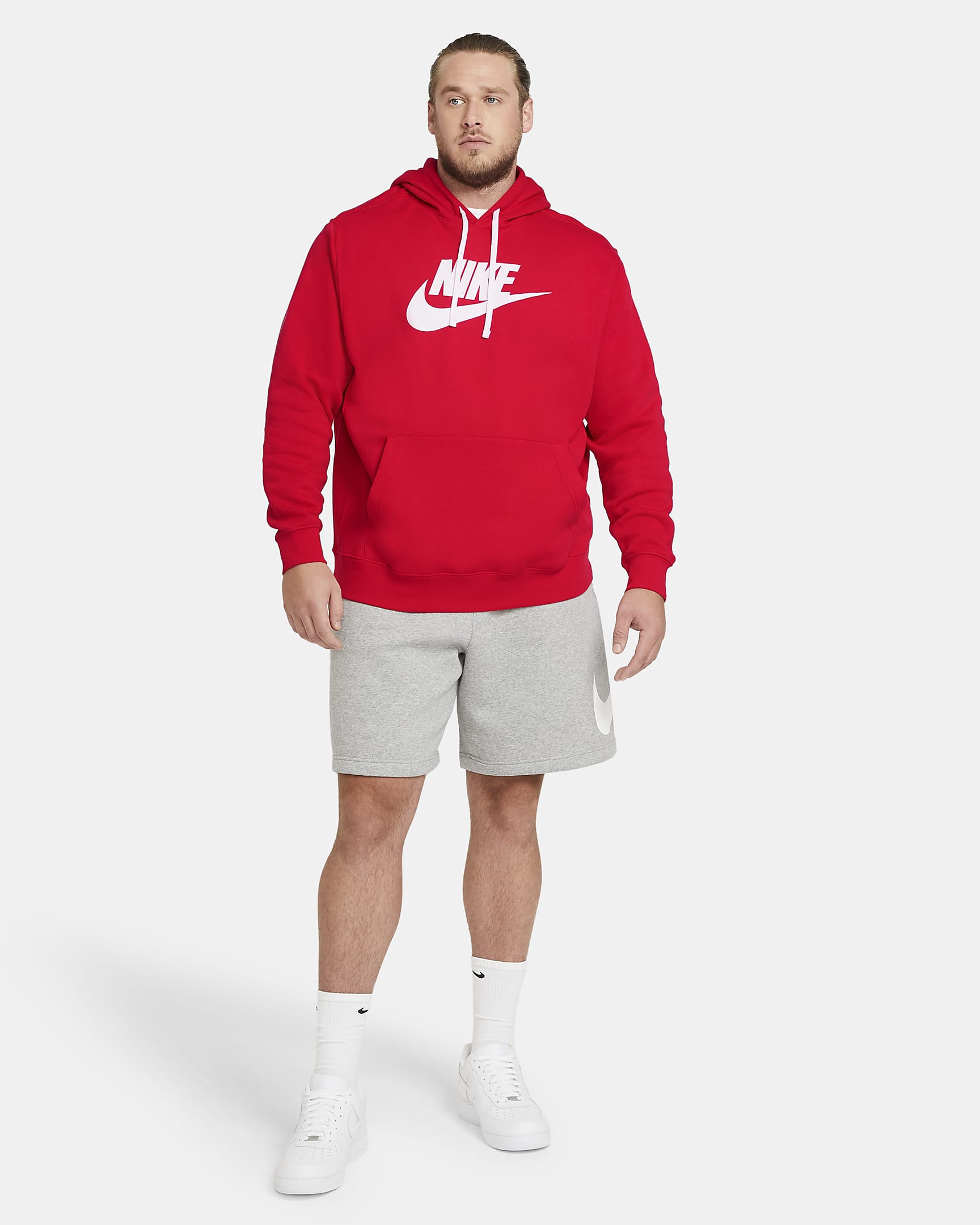 Nike Sportswear Club Fleece Men's Graphic Pullover Hoodie - University Red/White/White