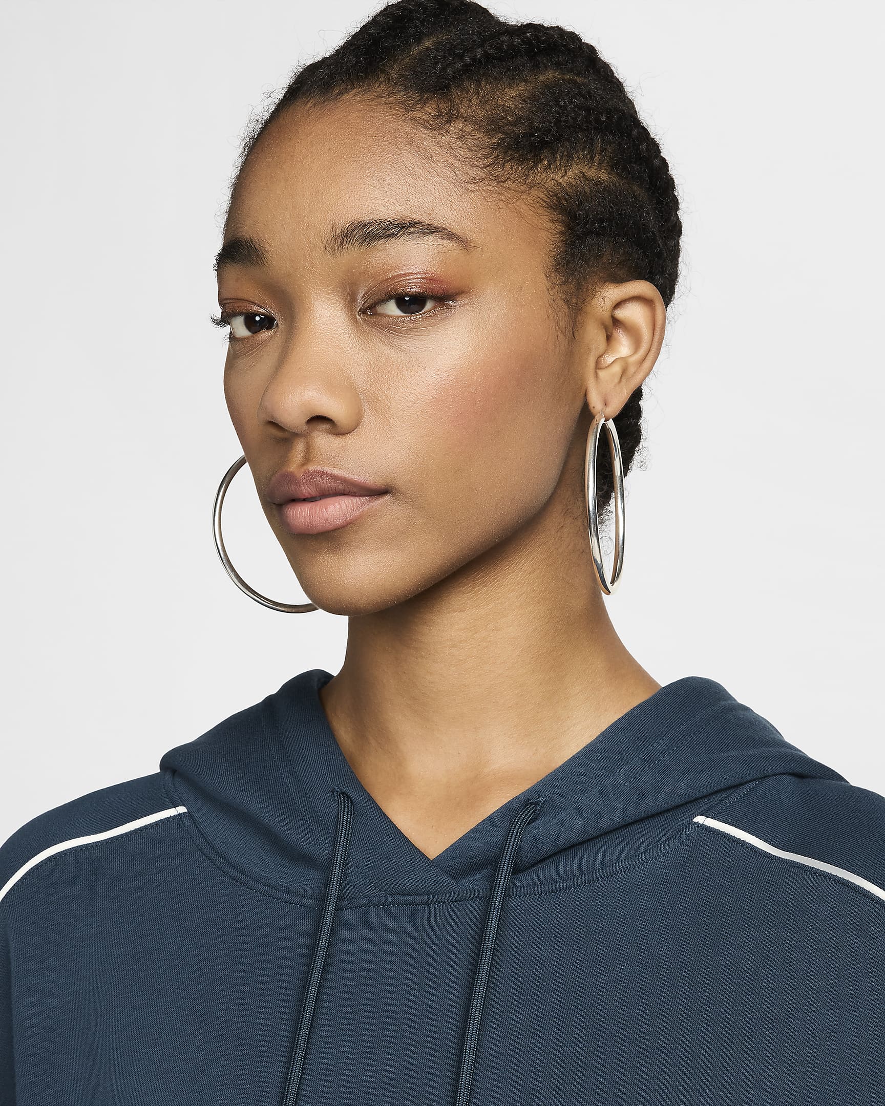 Nike Sportswear Women's Oversized Fleece Pullover Hoodie - Armory Navy/White