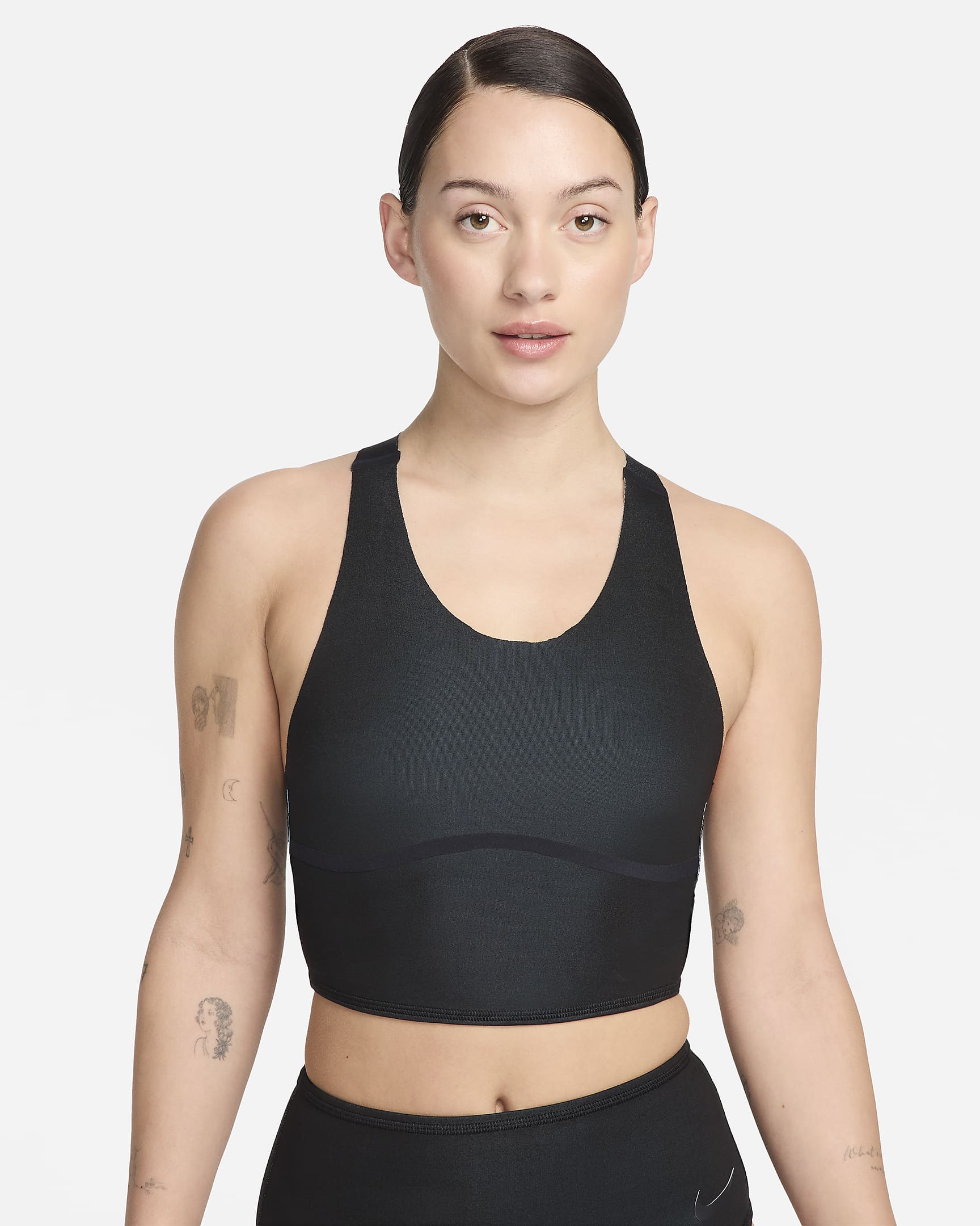 Top de midkini reversible para mujer Nike Swim Fusion - Negro