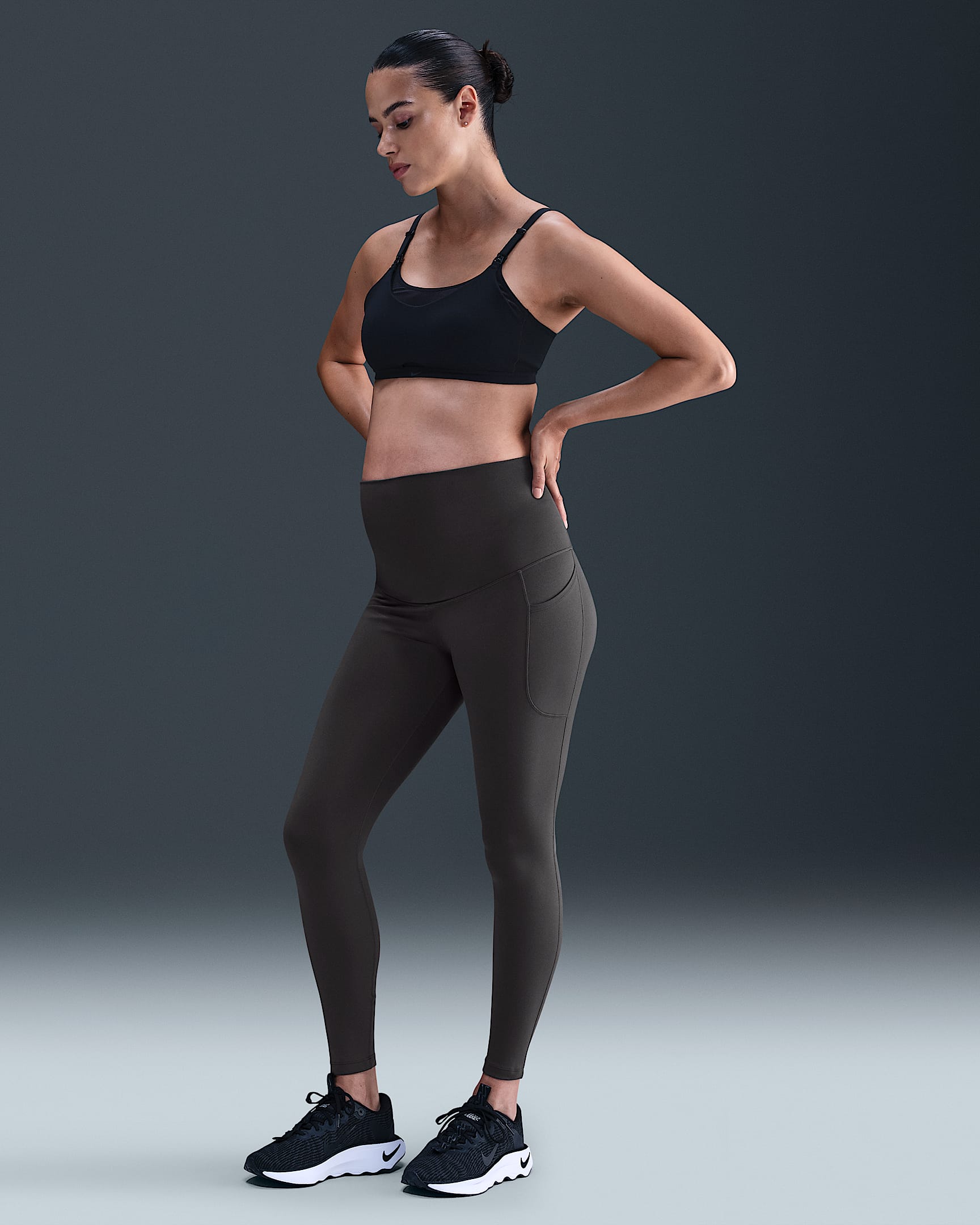 Nike (M) One Women's High-Waisted 7/8 Leggings with Pockets (Maternity) - Thunder Grey