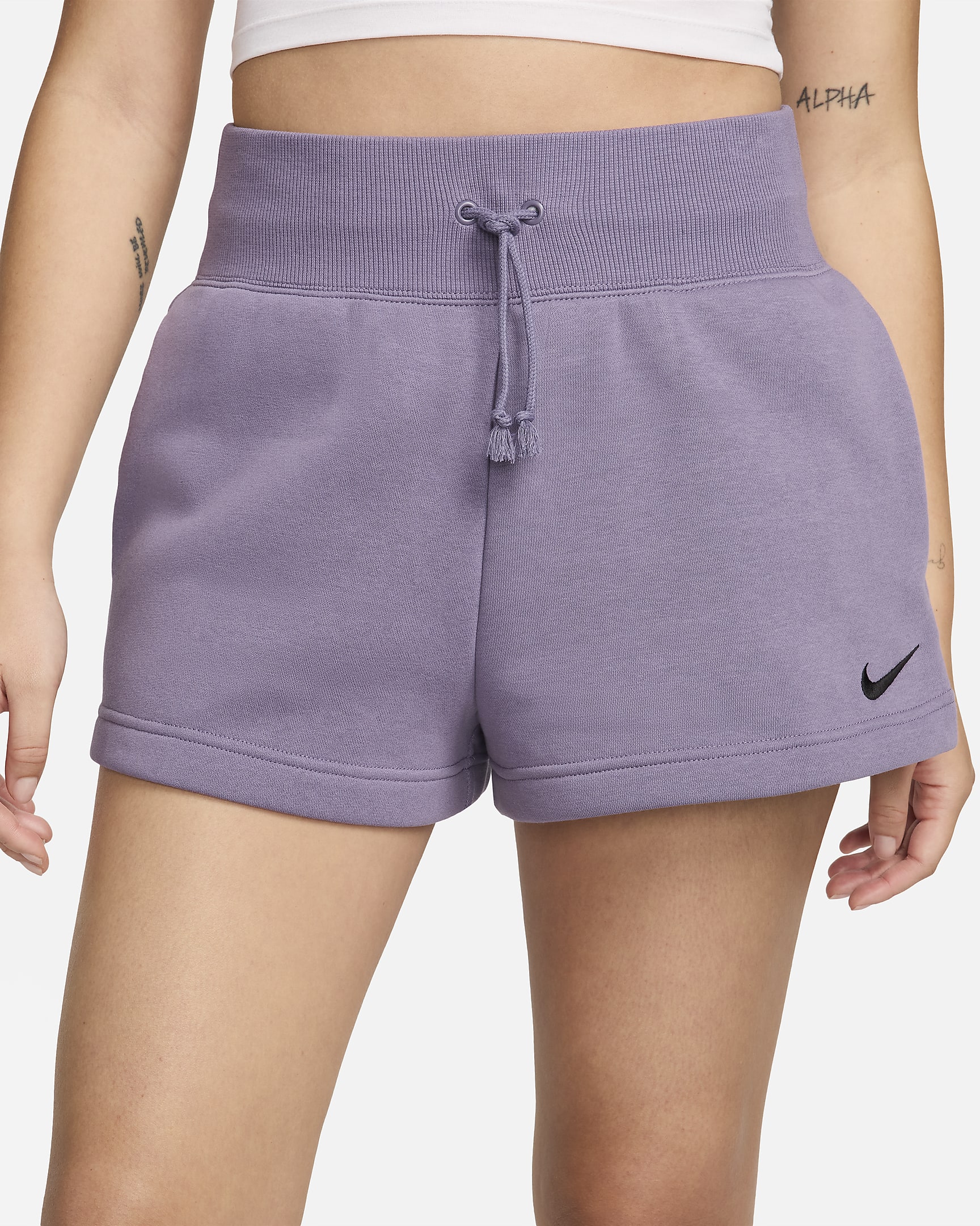 Shorts de ajuste holgado y tiro alto para mujer Nike Sportswear Phoenix Fleece - Alba/Negro