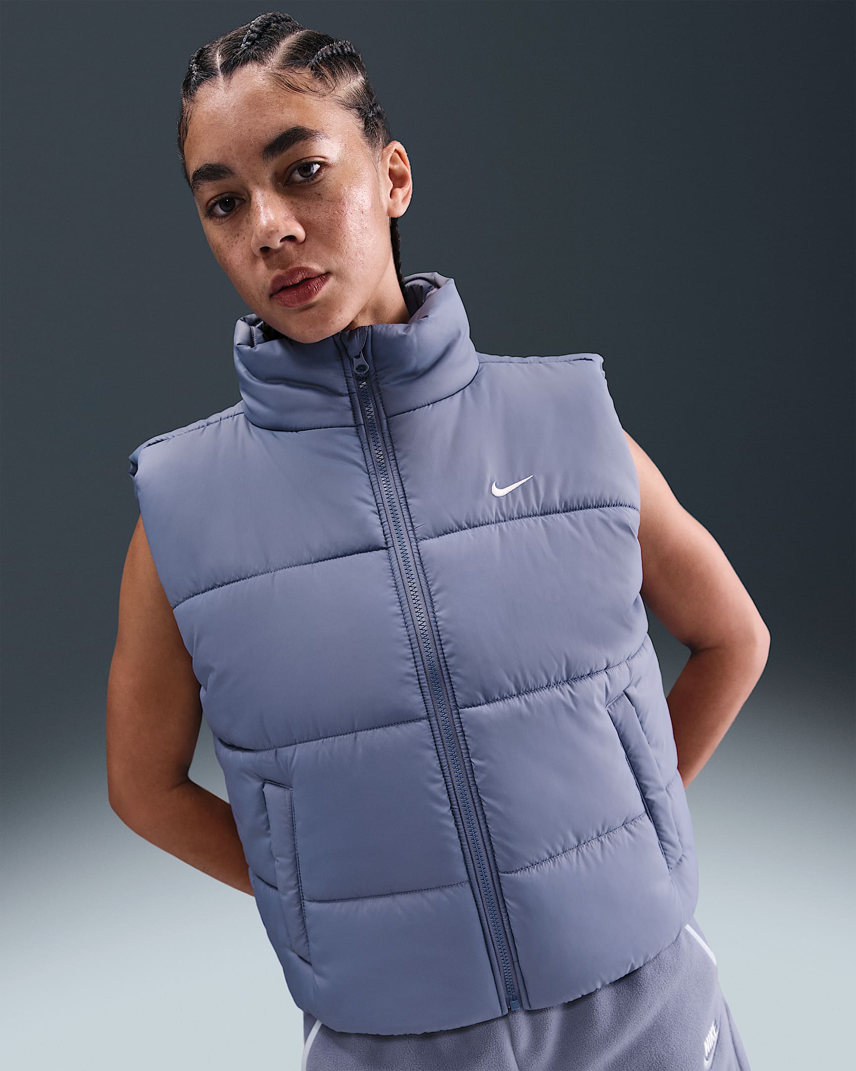 Nike Sportswear Classic Puffer Women's Therma-FIT Loose Vest - World Indigo/White