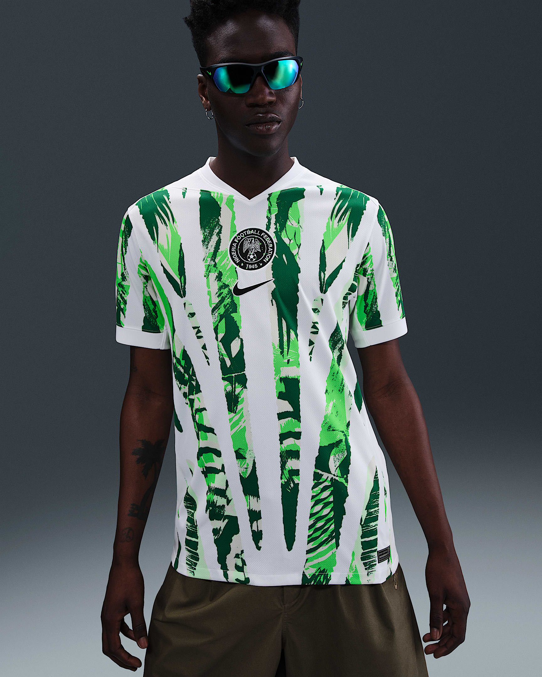 Maillot de foot Replica Nike Dri-FIT Nigeria 2025 Stadium Extérieur (équipe féminine) pour homme - Blanc/Pine Green/Green Strike/Noir