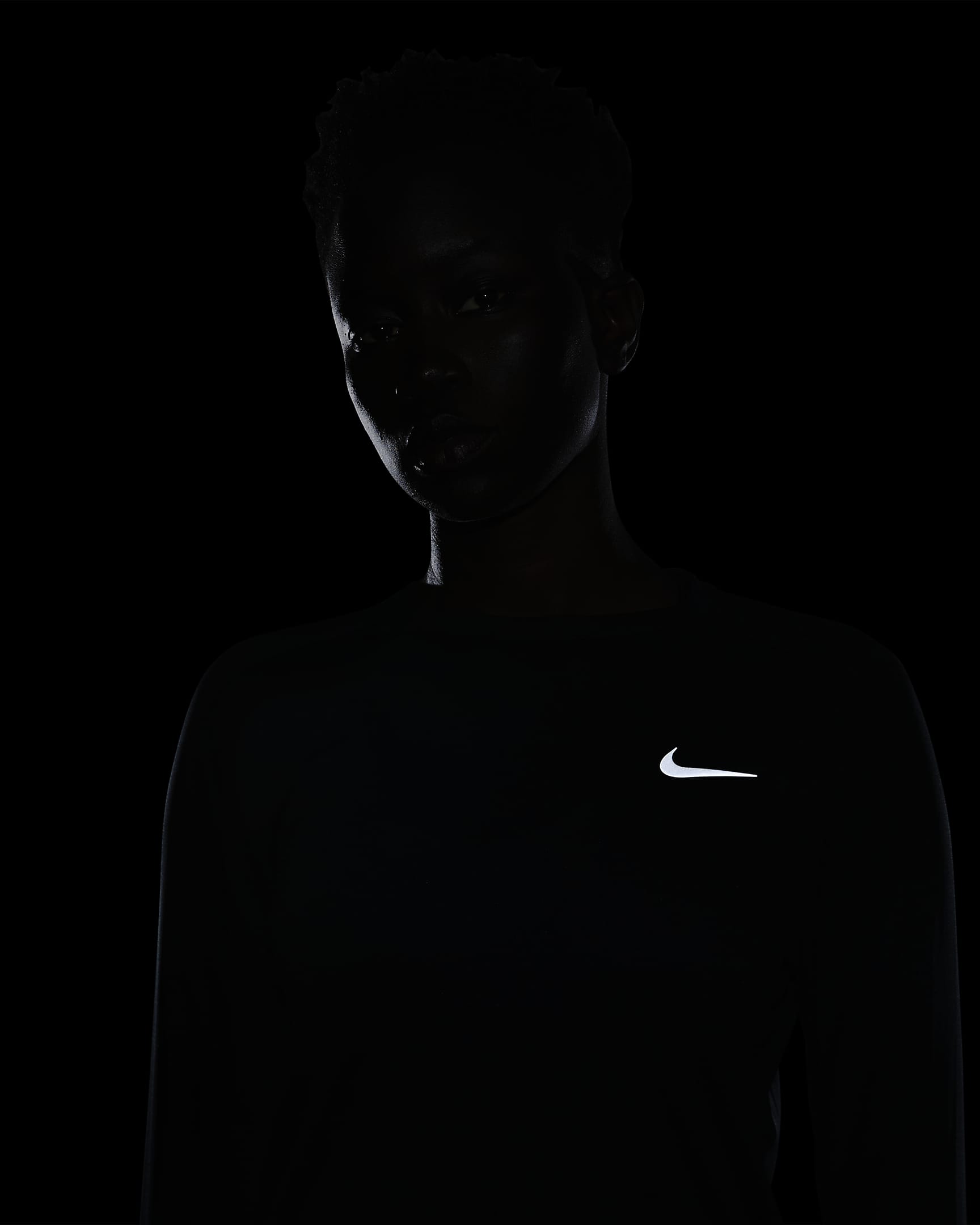 Haut de running à col ras-du-cou Nike Dri-FIT pour Femme - Noir