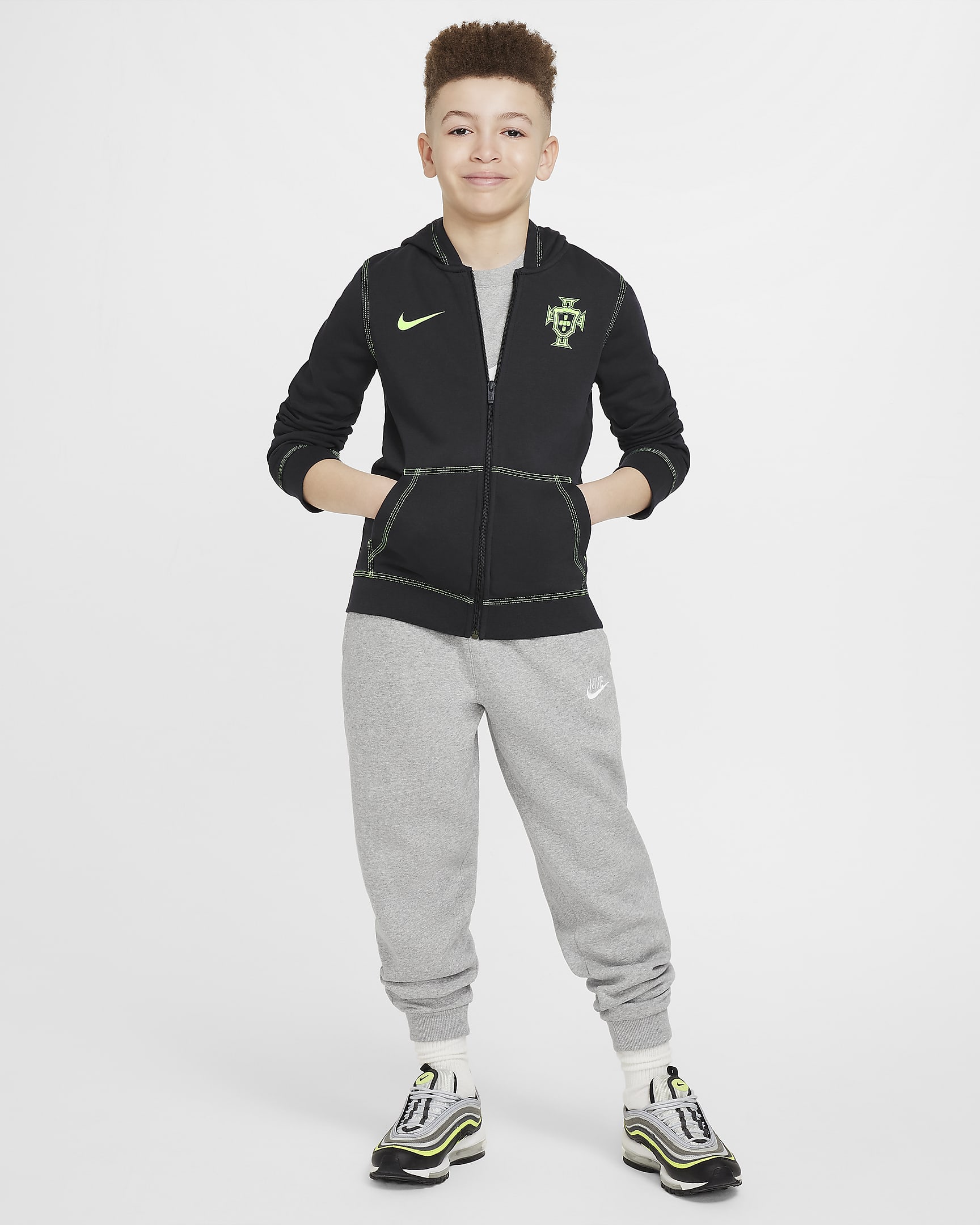 Portugal Older Kids' (Boys') Full-Zip French Terry Hoodie. Nike RO