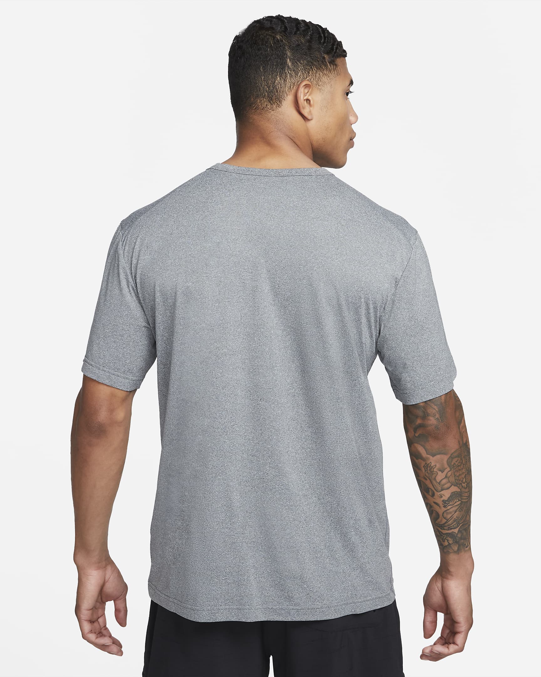 Haut à manches courtes anti-UV Dri-FIT Nike Hyverse pour homme - Smoke Grey/Heather/Noir