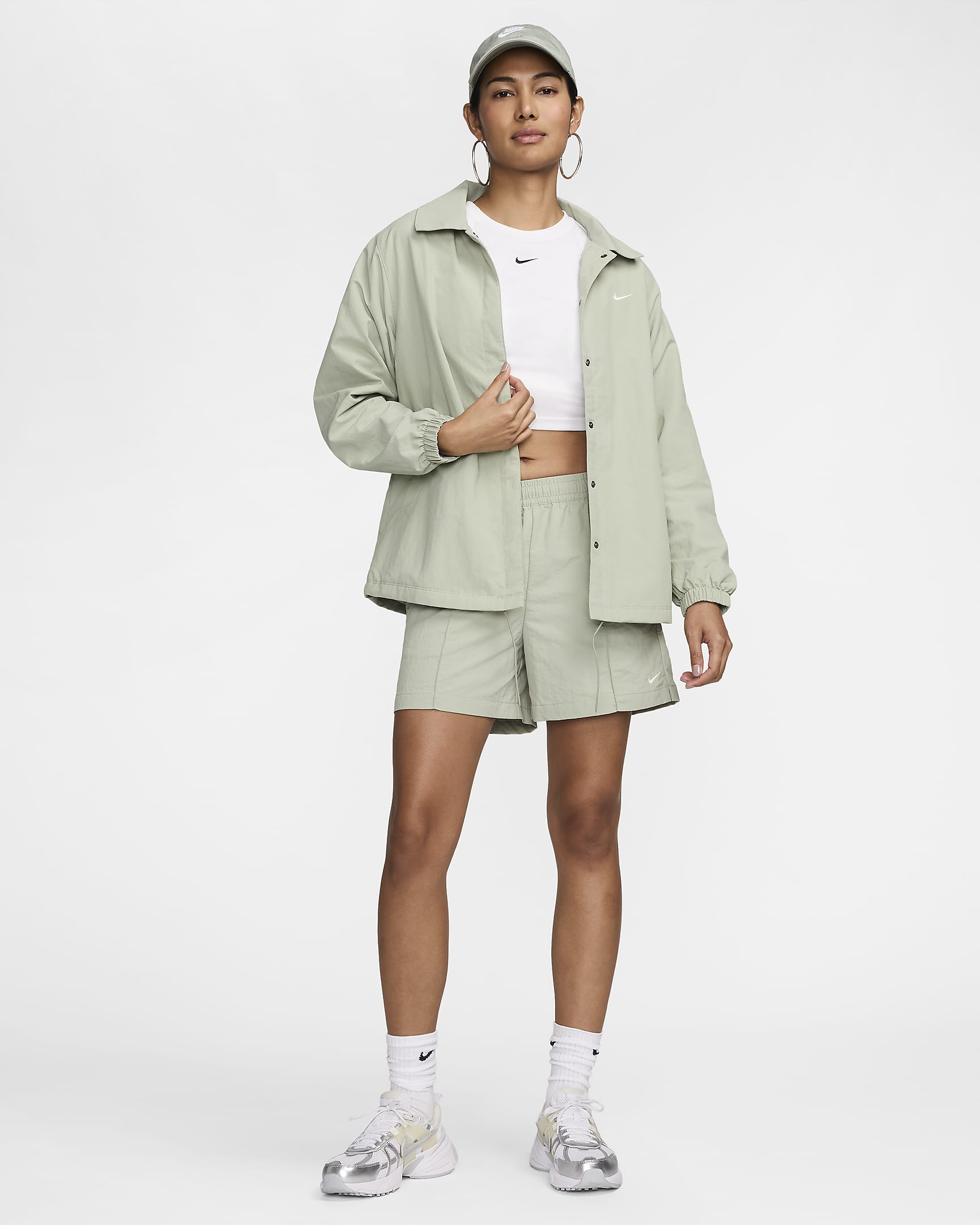 Nike Sportswear Essential Women's Oversized UV Woven Coaches' Jacket - Jade Horizon/Sail