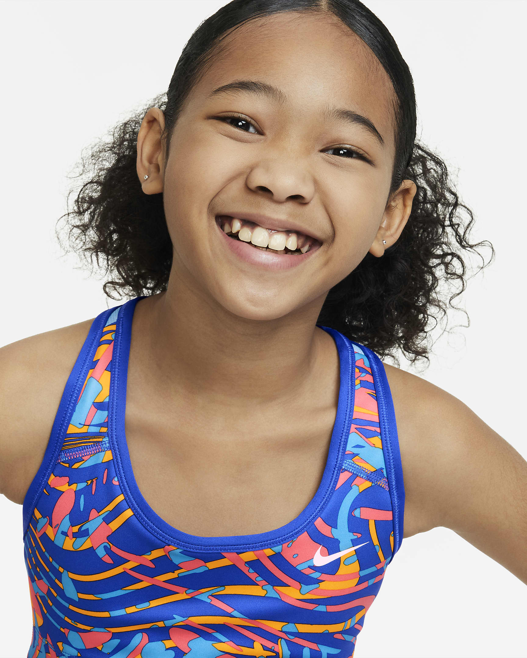 Nike Swoosh Older Kids' (Girls') Reversible Sports Bra - Hyper Royal/Baltic Blue